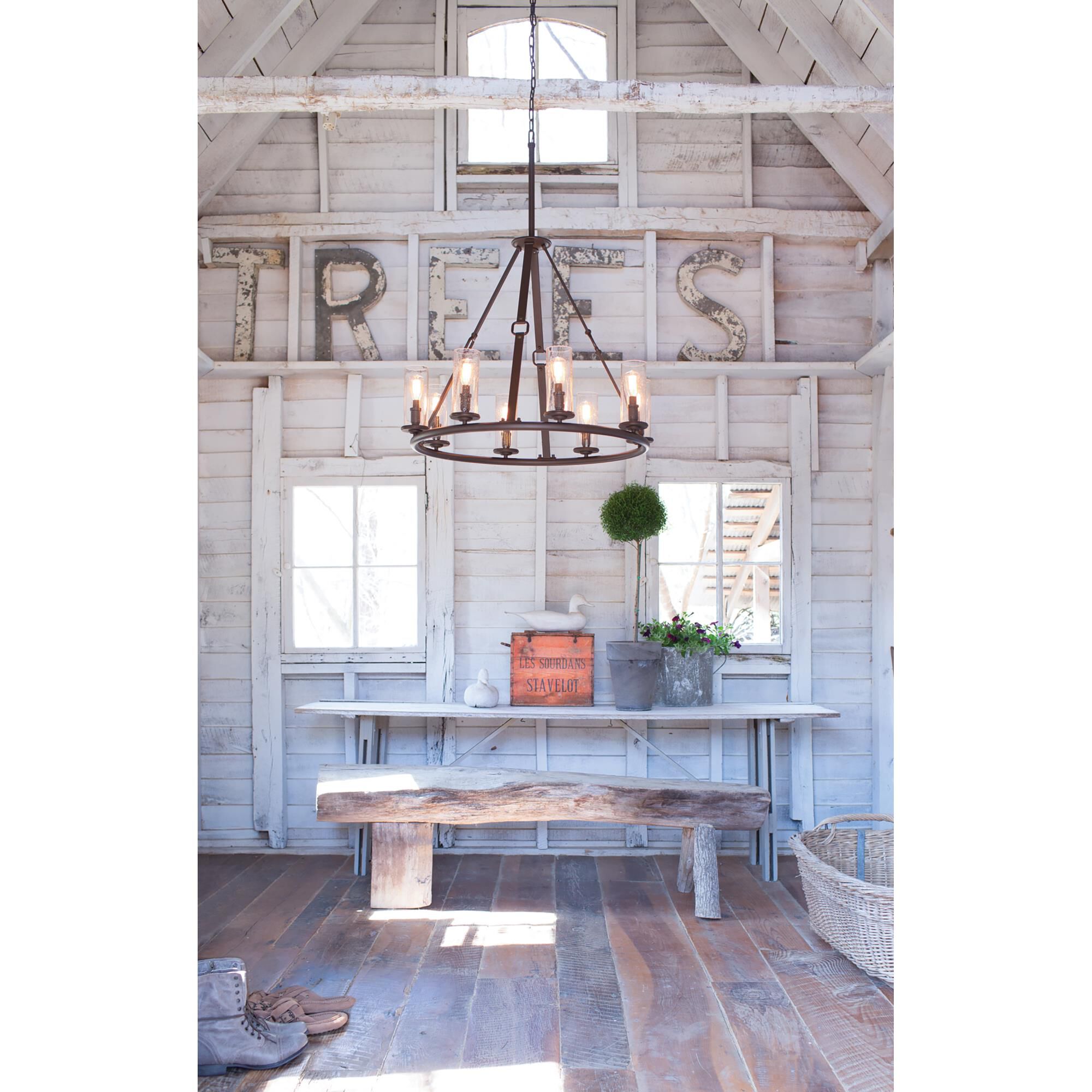 Shown in Oil Rubbed Bronze finish and Clear Seedy glass