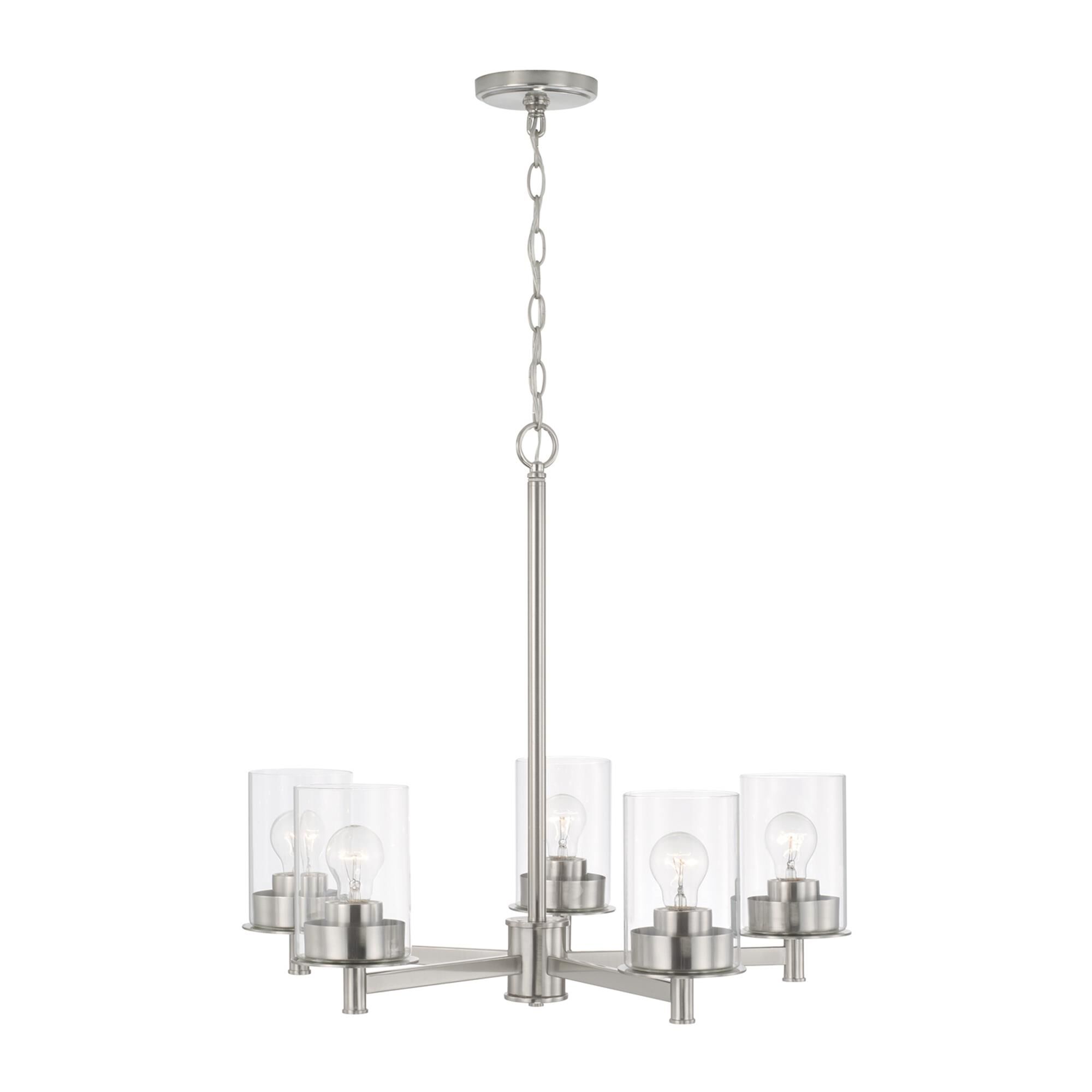 Shown in Brushed Nickel finish and Clear glass