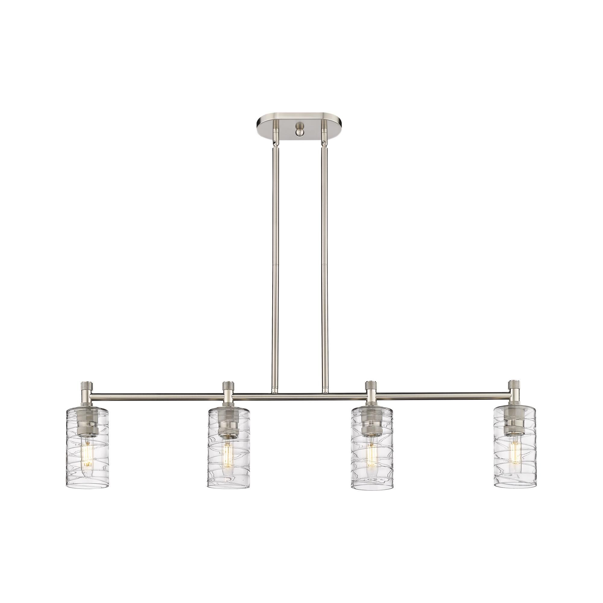 Shown in Satin Nickel finish and Deco Swirl glass and Deco Swirl Glass shade