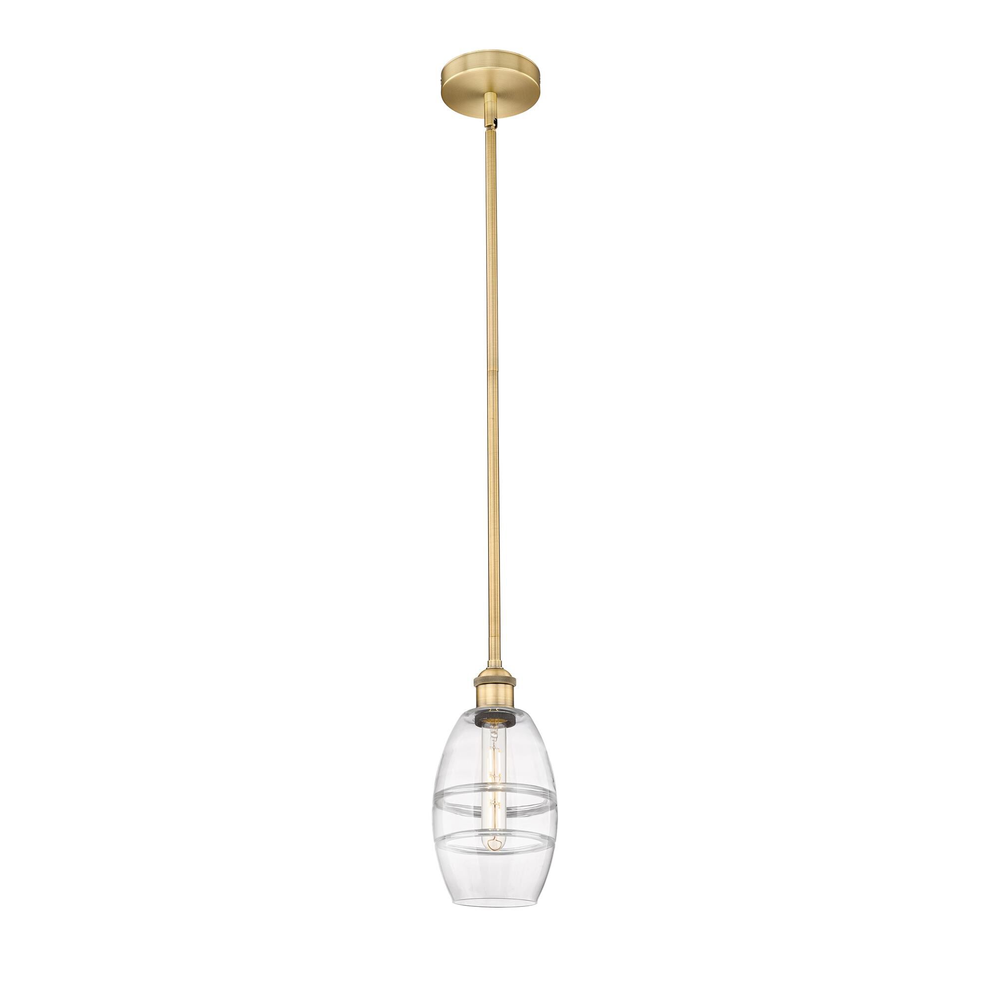 Shown in Brushed Brass finish and Clear glass