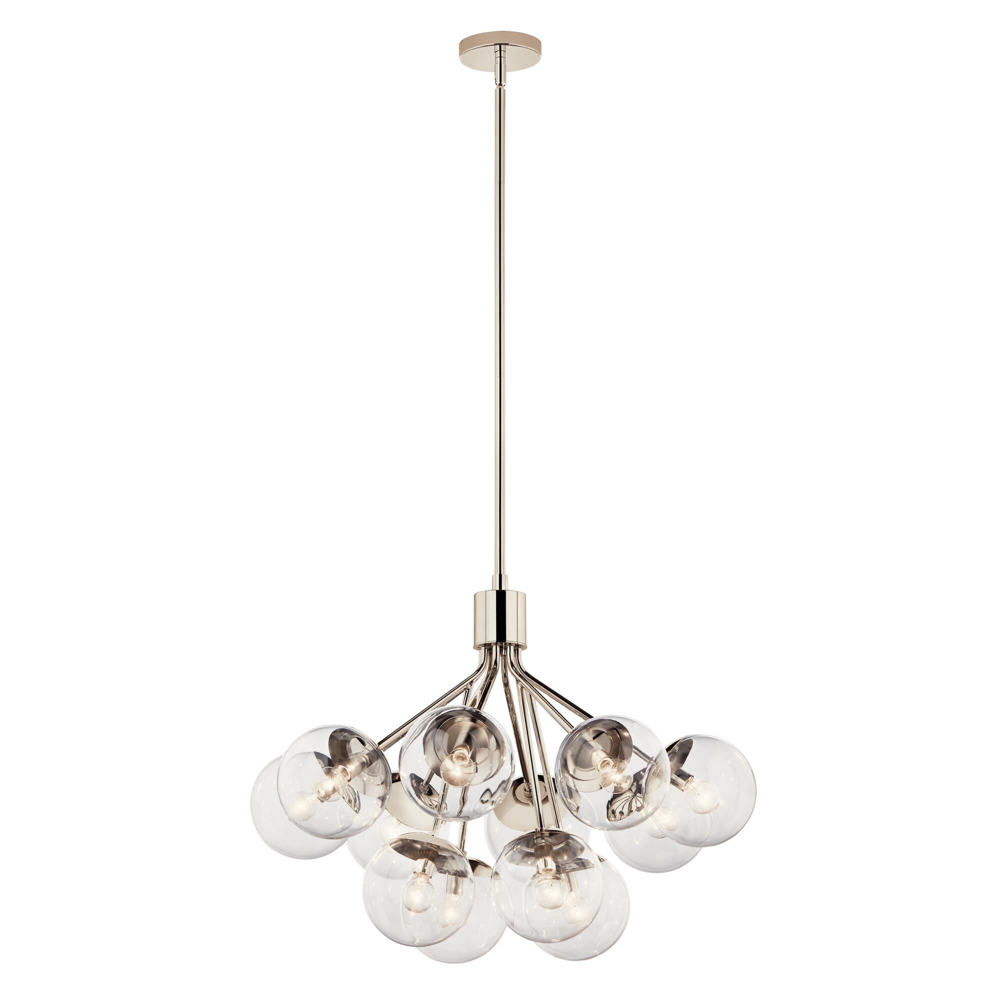 Shown in Polished Nickel finish and Clear glass