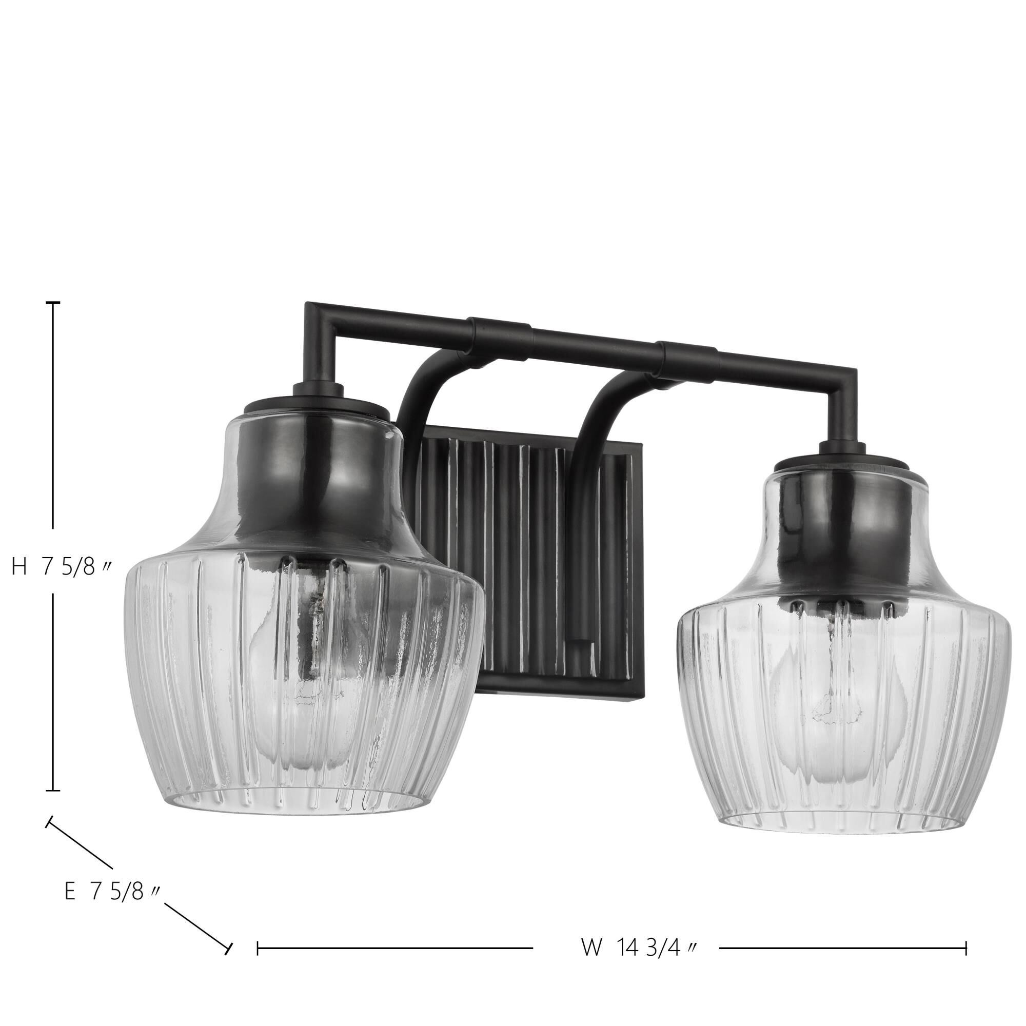 Shown in Black and Silver Accents finish and Clear Ribbed glass