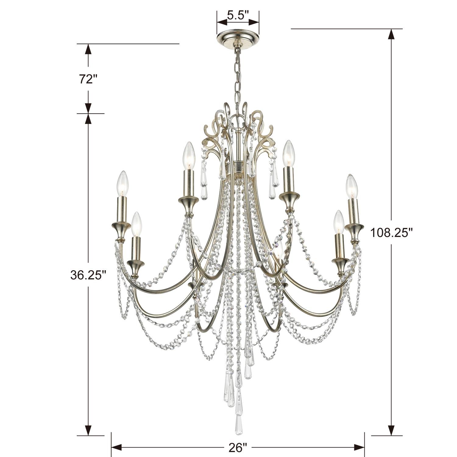 Arcadia 26 Inch 8 Light Chandelier by Crystorama