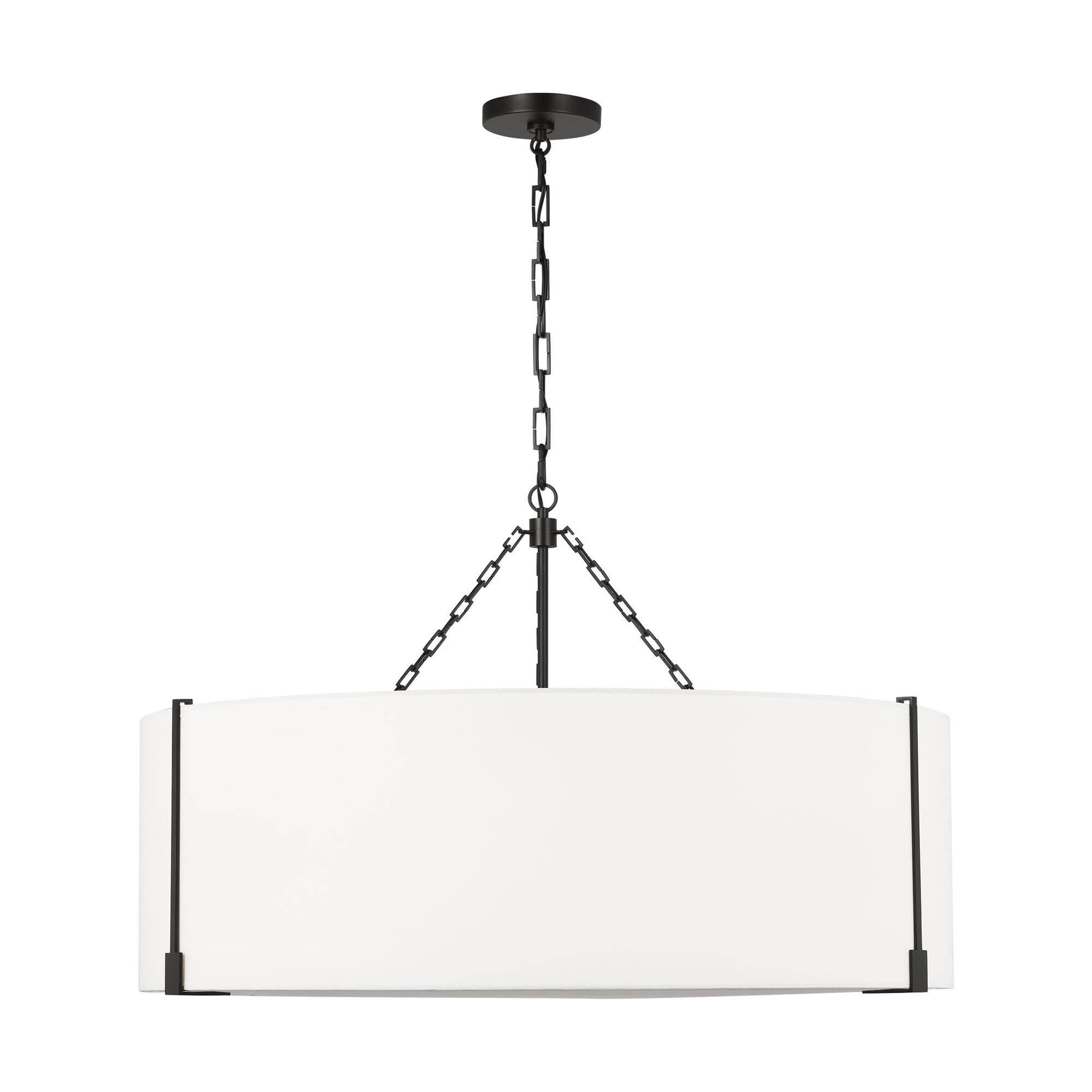 Shown in Aged Iron finish and White Linen shade