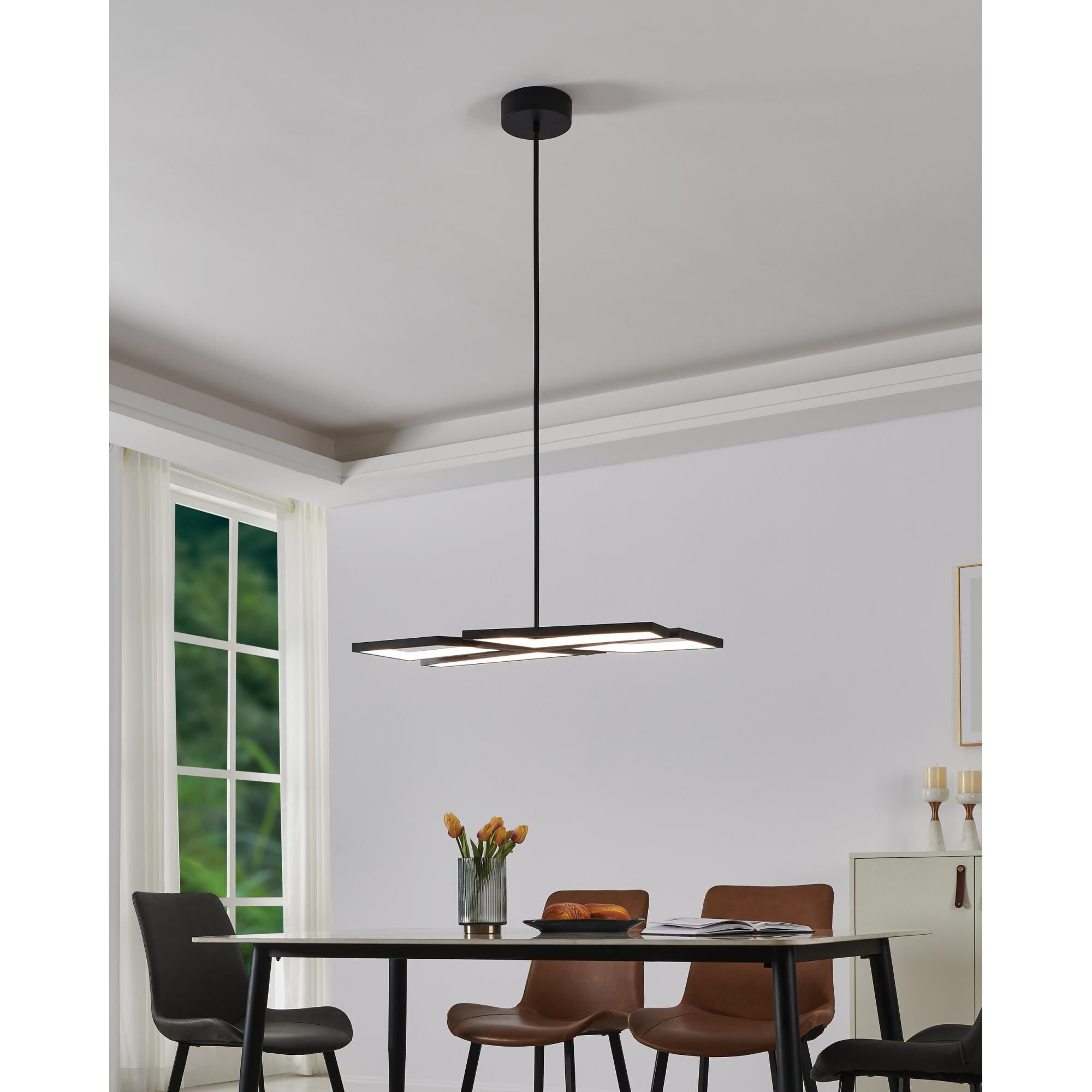 Shown in Textured Black finish and White shade