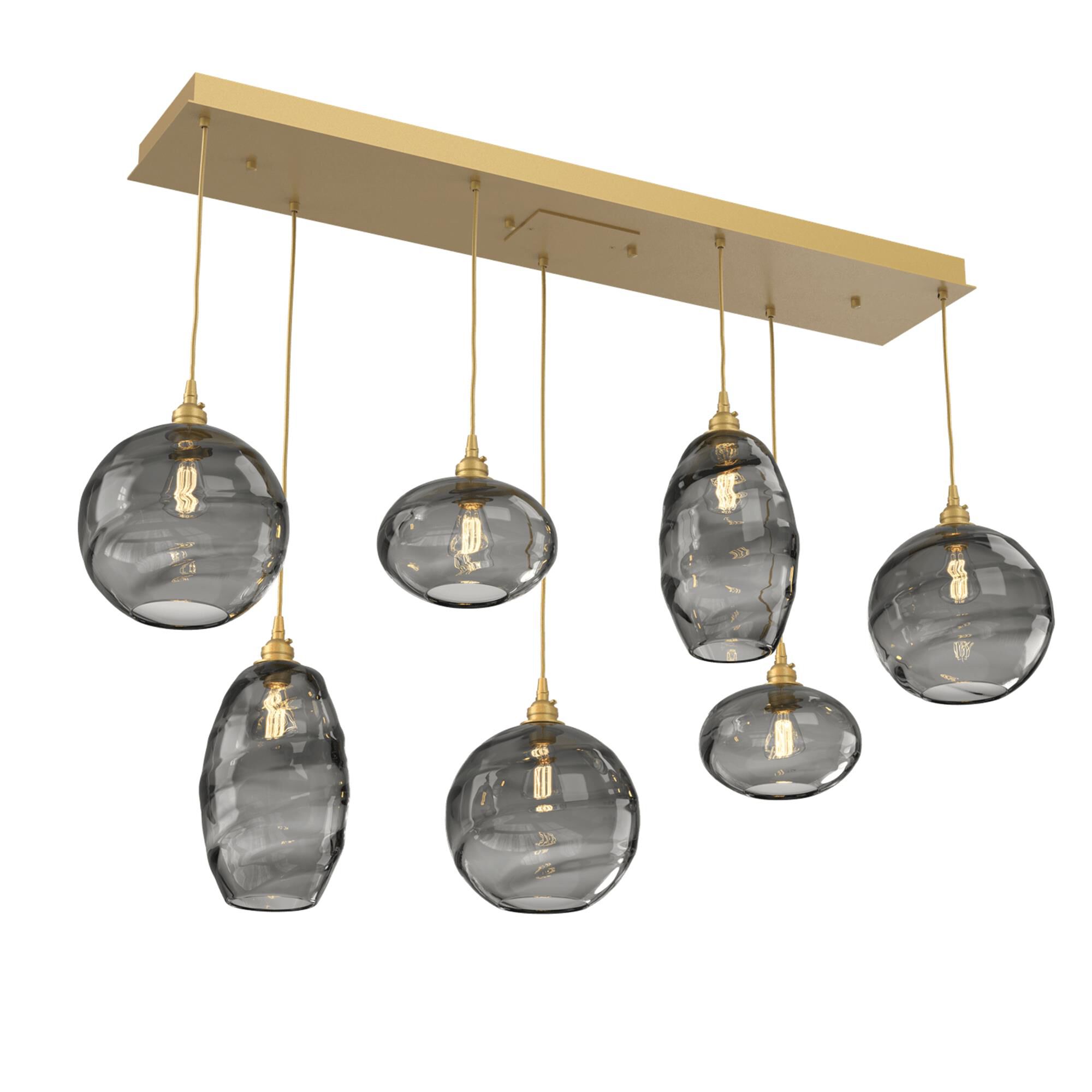 Shown in Gilded Brass finish and Optic Smoke glass