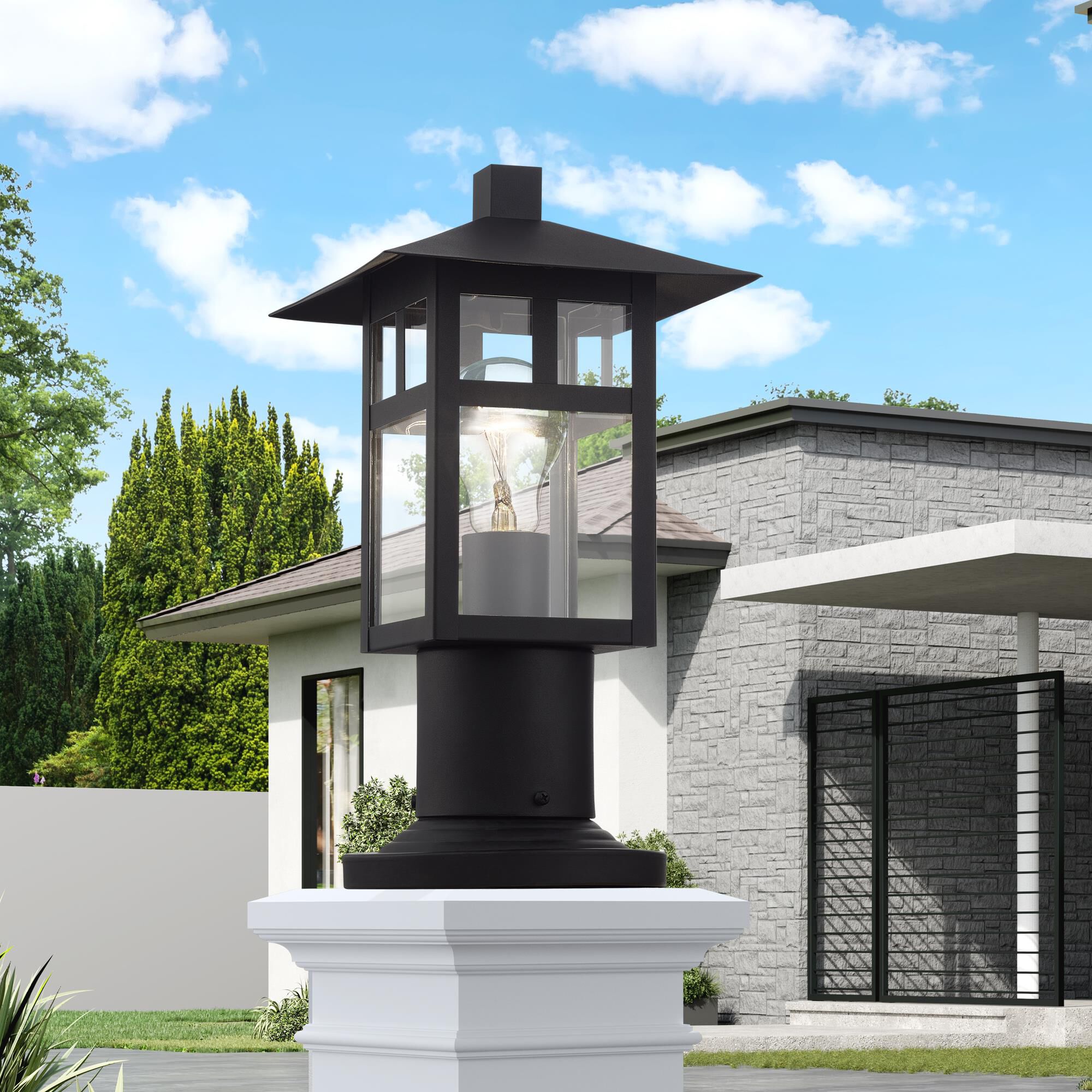 Shown in Textured Black finish and Clear glass