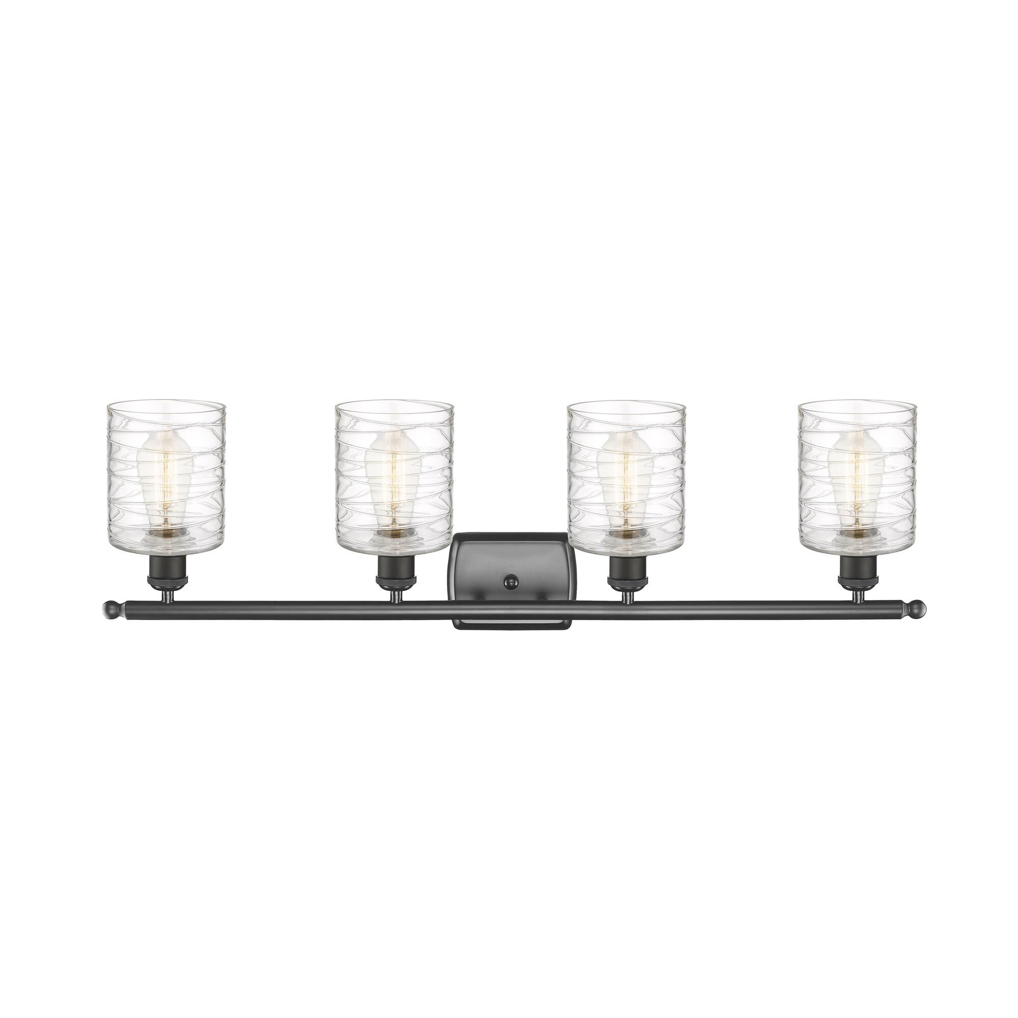 Shown in Oil Rubbed Bronze finish and Deco Swirl glass