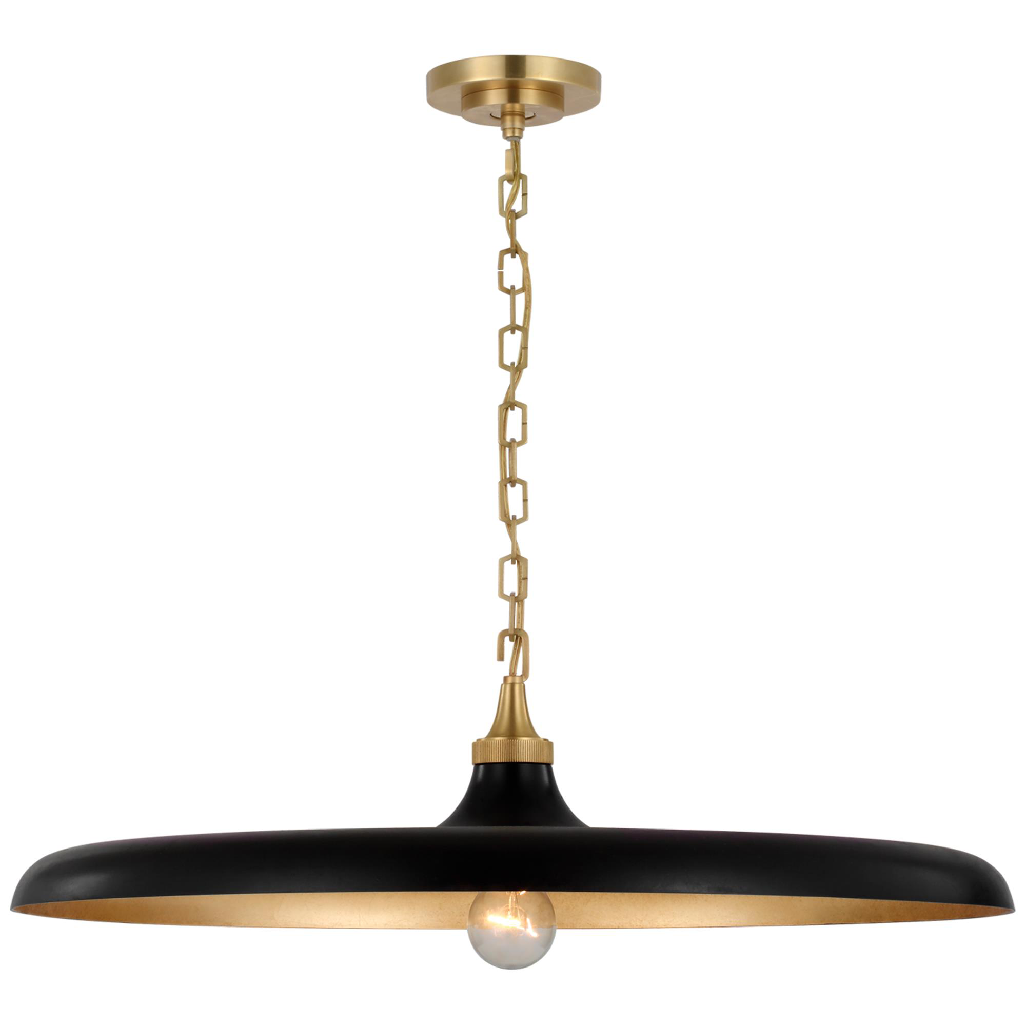 Shown in Hand-Rubbed Antique Brass finish and Aged Iron shade