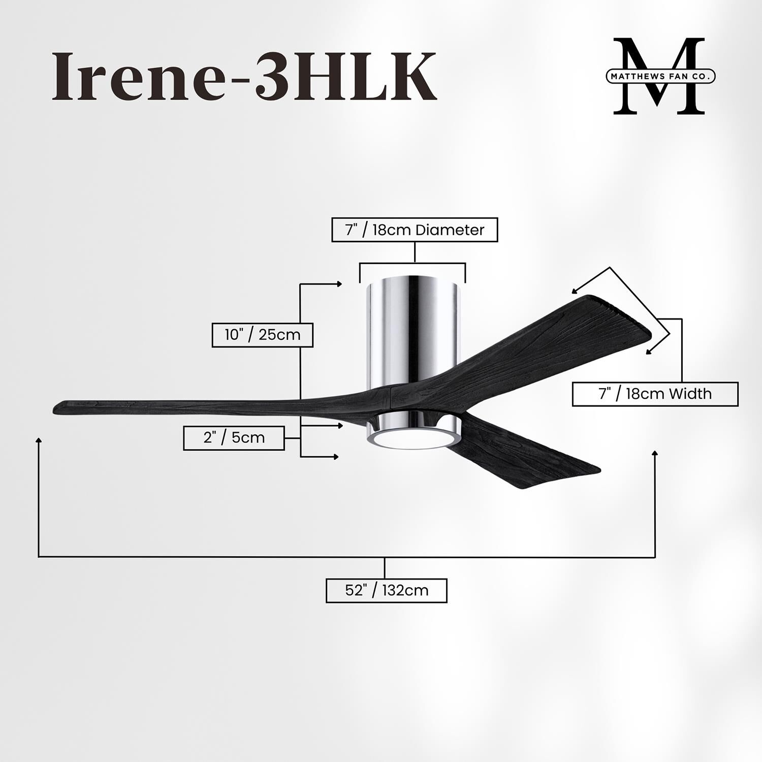 Irene 52 Inch Flush Mount Fan with Light Kit by Matthews Fan Company