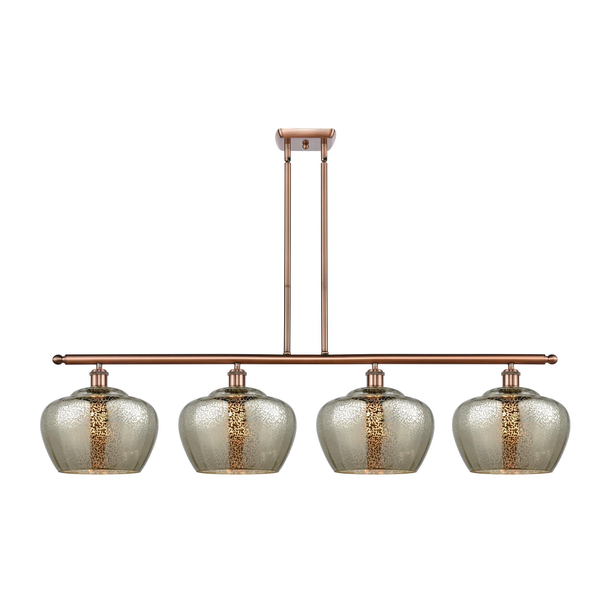 Shown in Antique Copper finish and Bowl glass and Glass shade