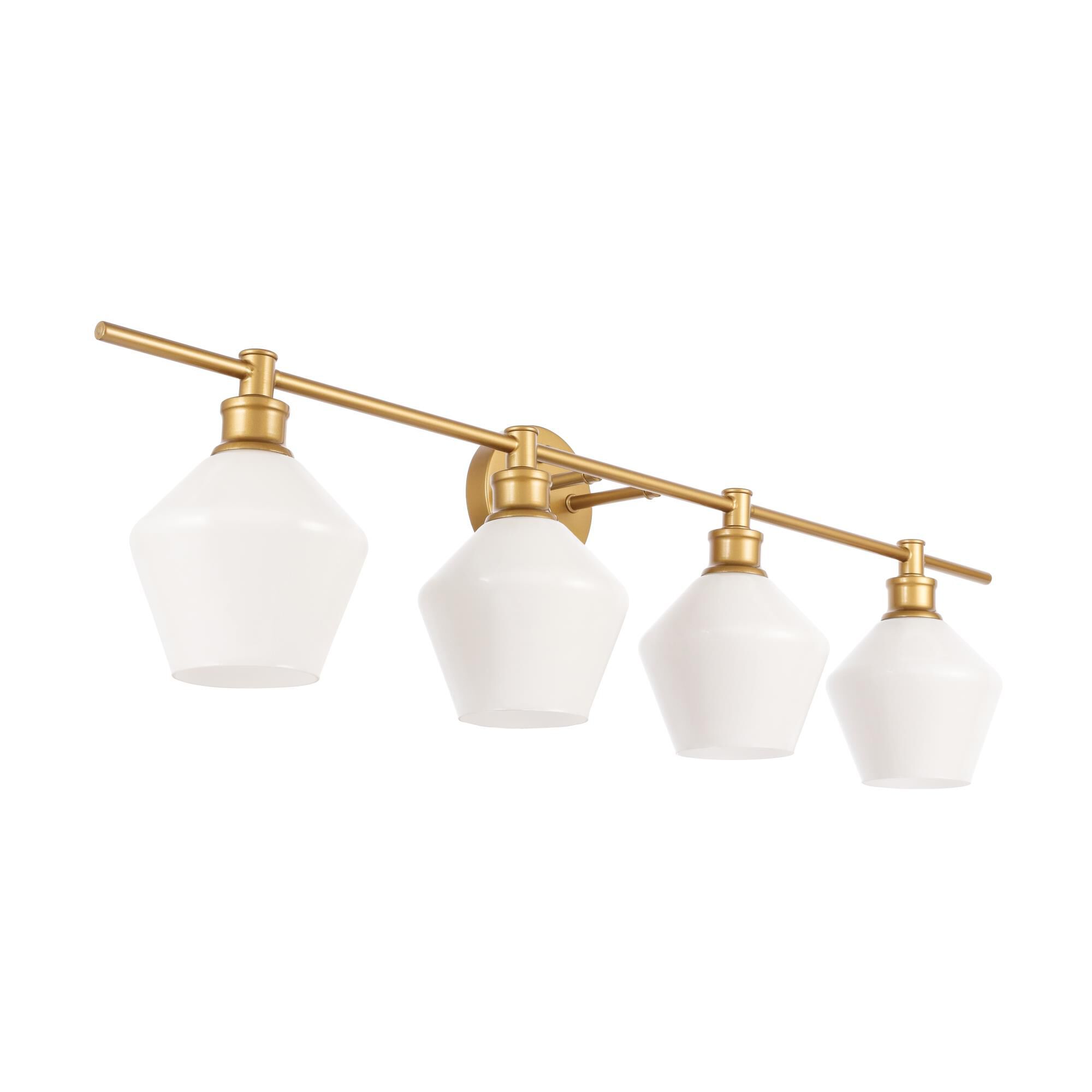 Shown in Brass finish and Frosted White  glass