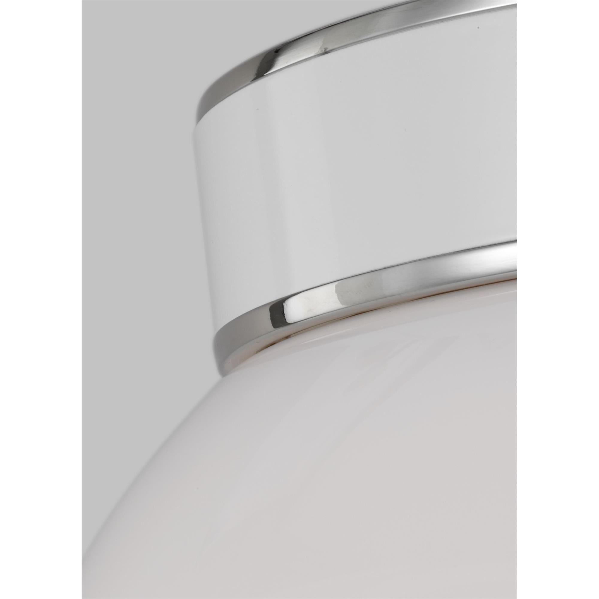 Shown in Polished Nickel finish and Milk White glass