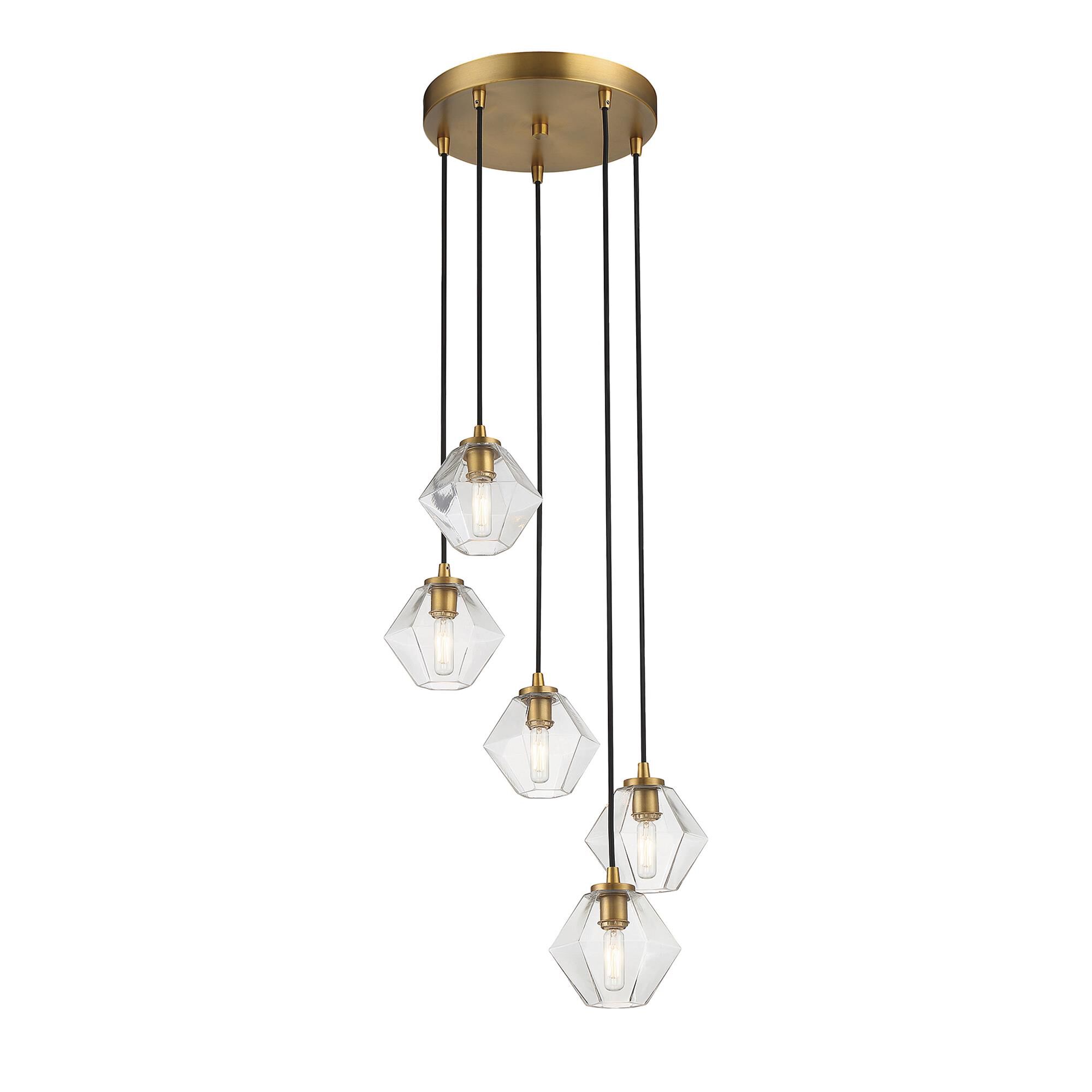Shown in Natural Brass finish and Clear glass