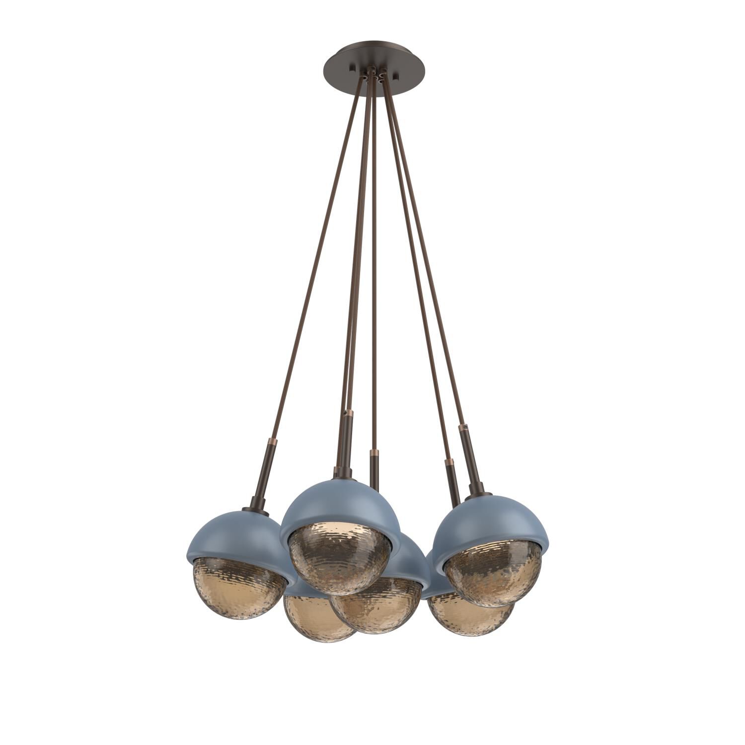 Shown in Flat Bronze finish and Bronze glass and Poppy Blue accent