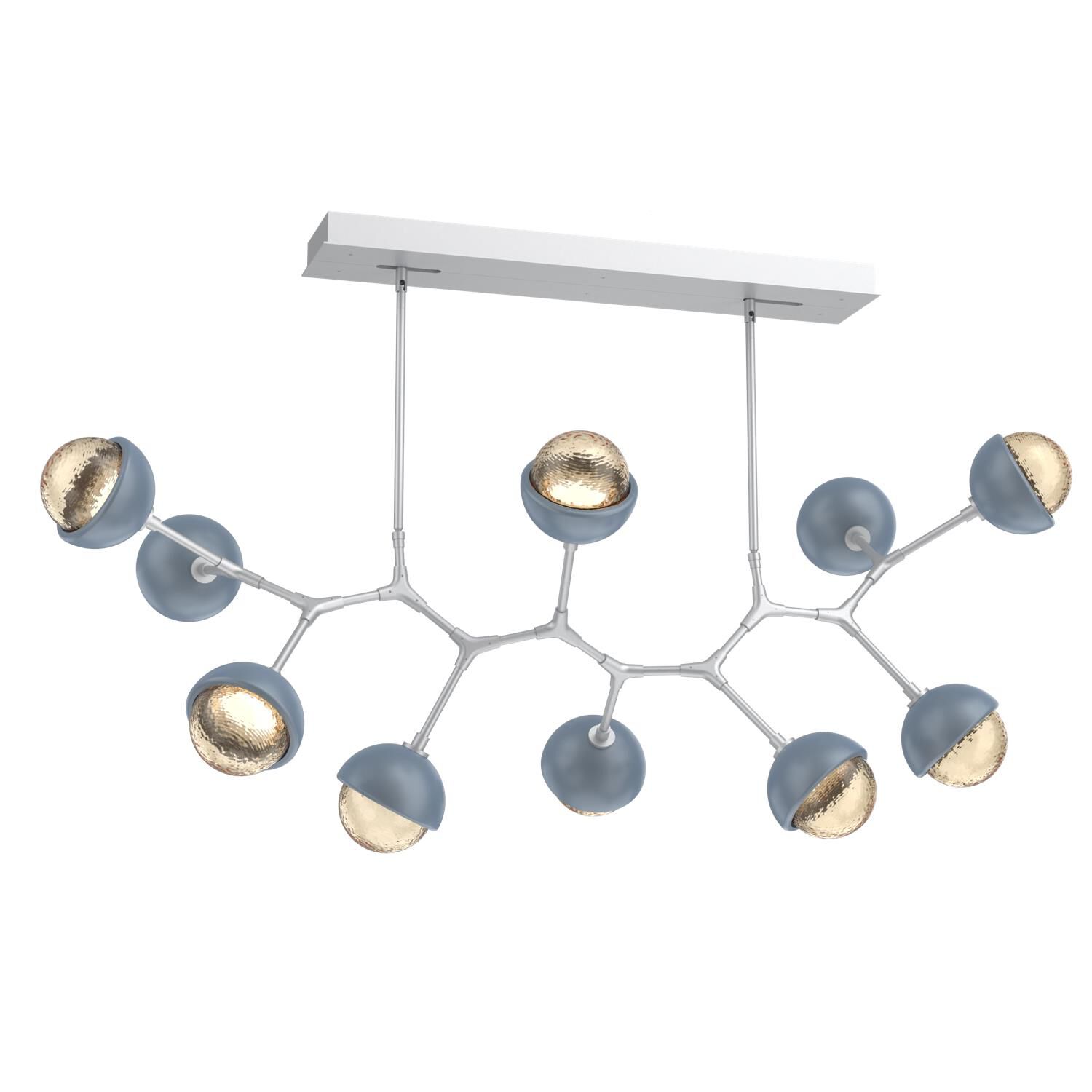 Shown in Classic Silver finish and Amber glass and Poppy Blue accent