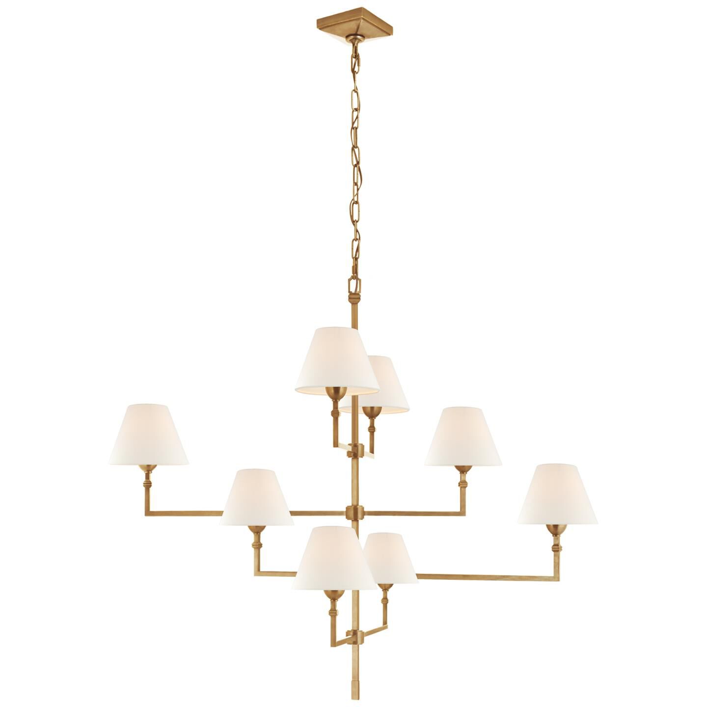 Shown in Hand-Rubbed Antique Brass finish and Linen shade