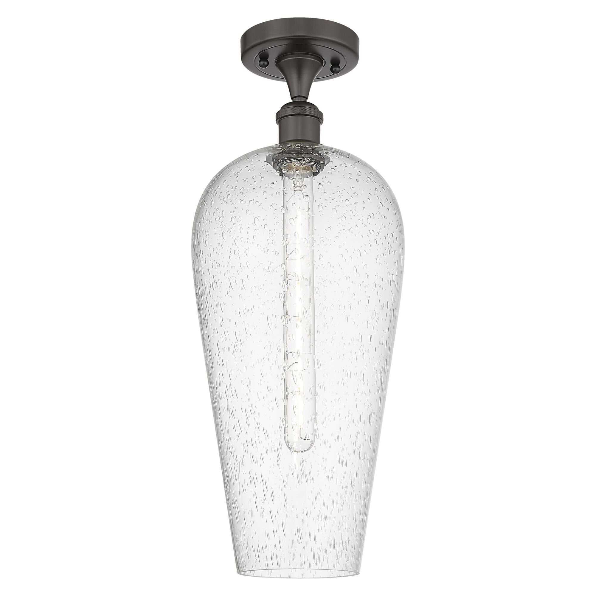 Shown in Oil Rubbed Bronze finish and Seedy glass