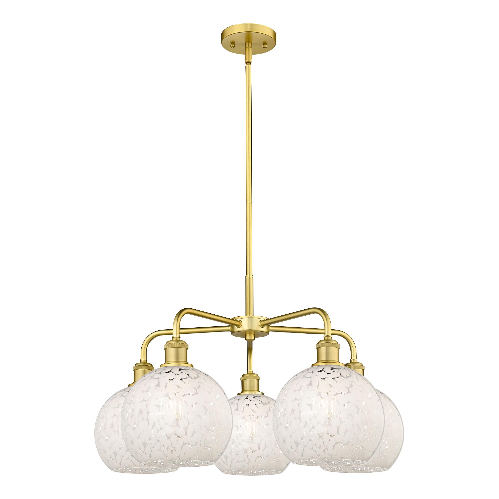 Shown in Satin Gold finish and White Mouchette glass