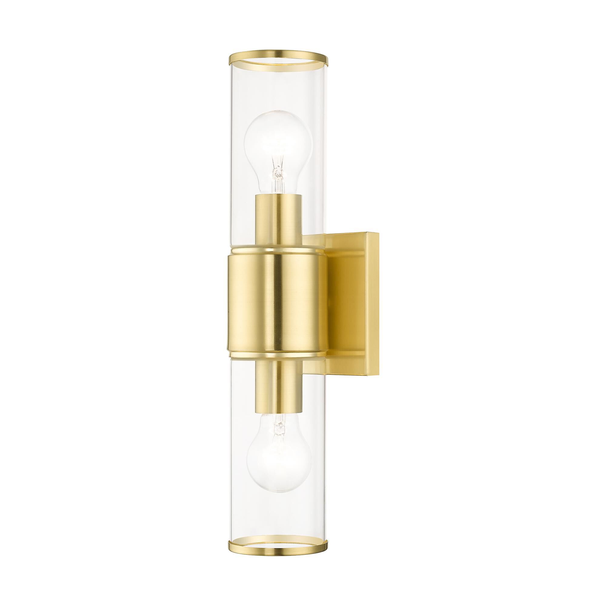 Shown in Satin Brass finish and Clear  glass