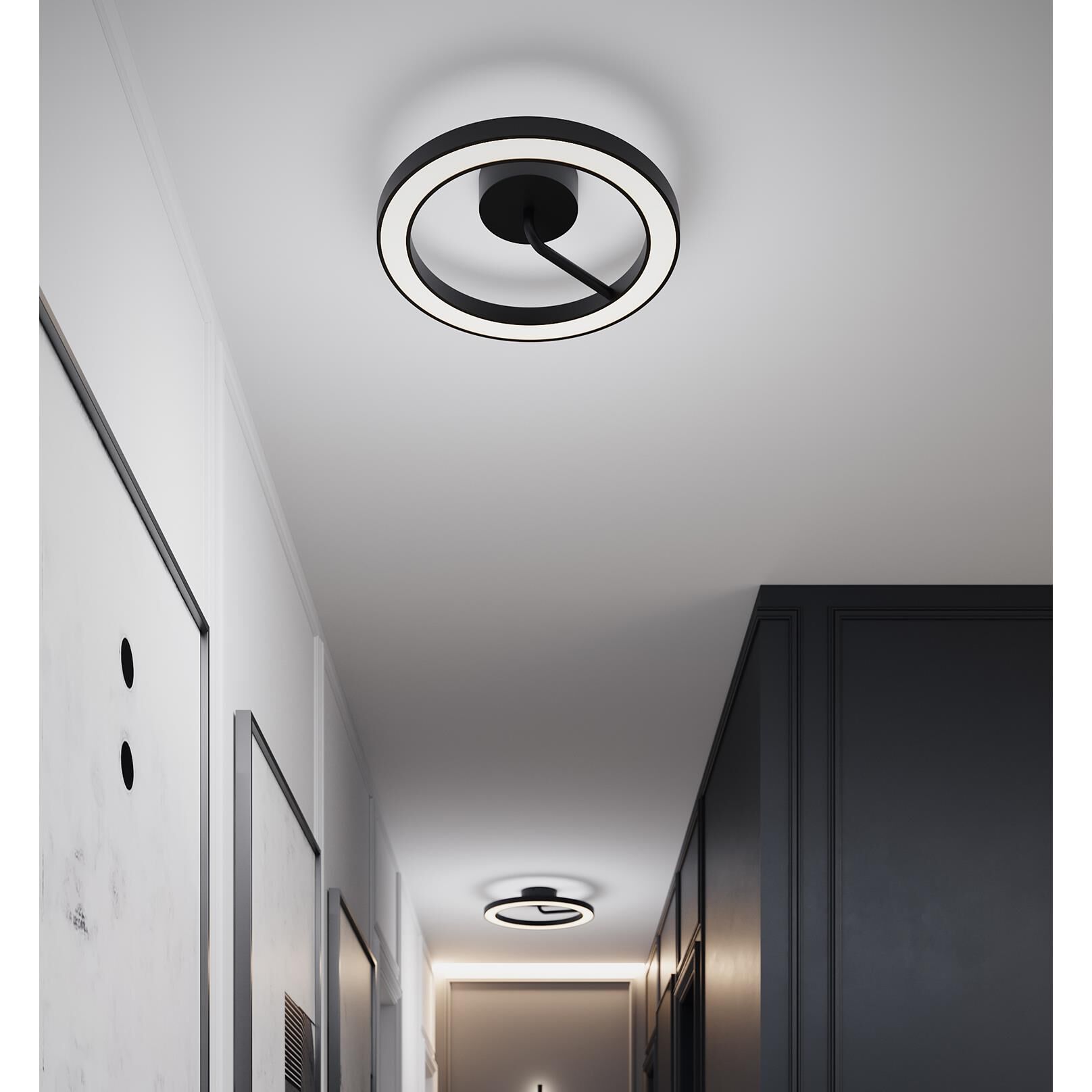 Shown in Black finish and White glass