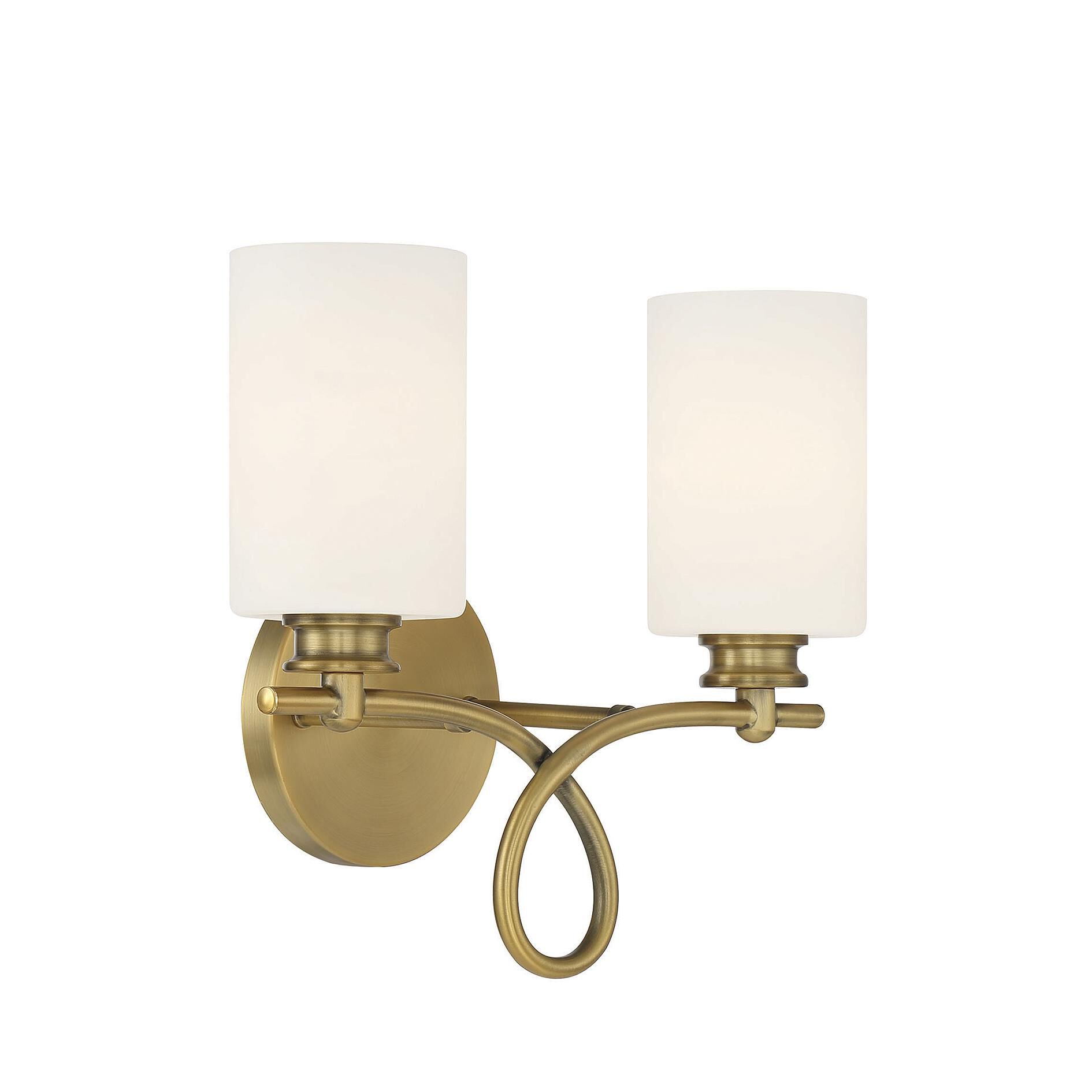 Shown in Warm Brass finish and White glass
