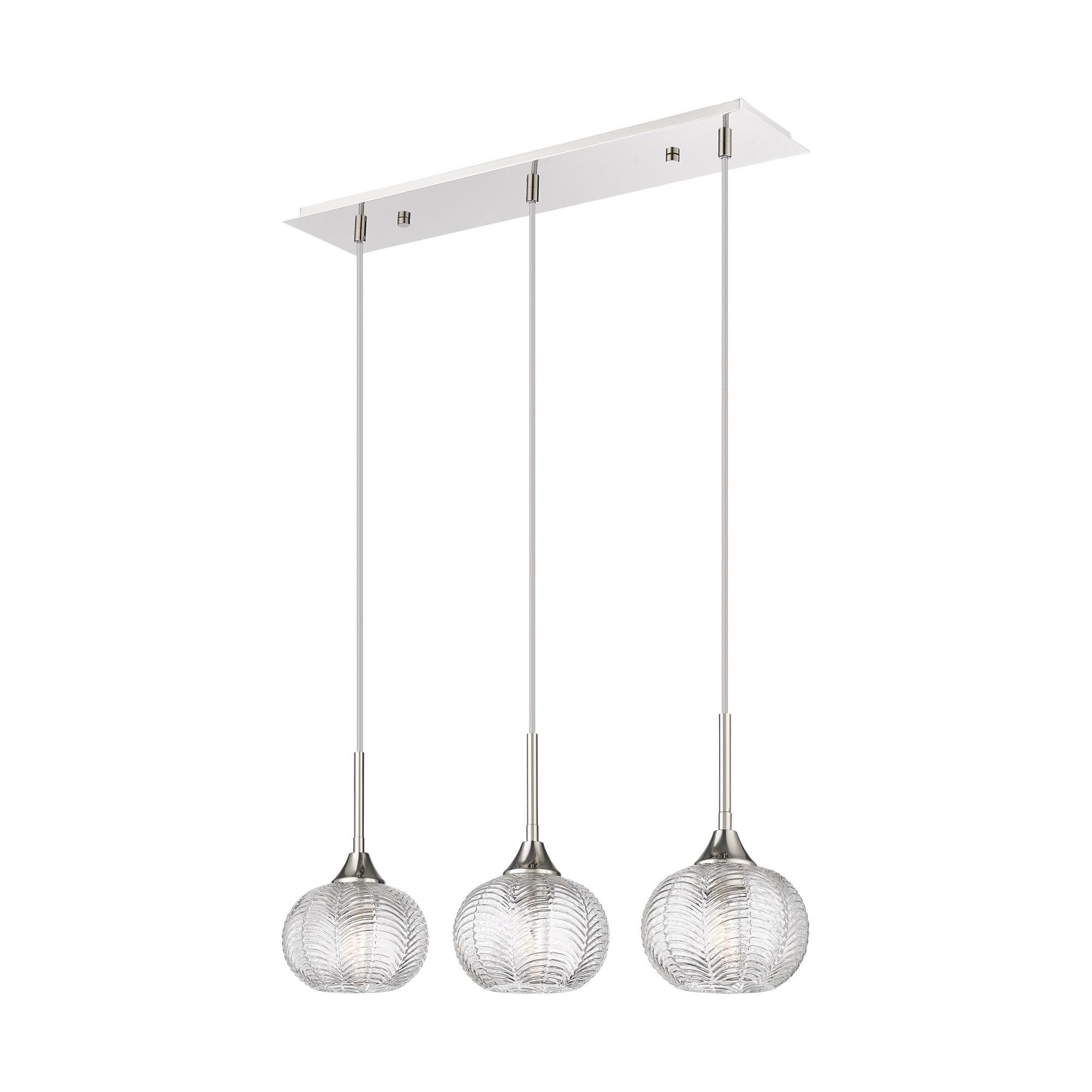 Shown in Polished Nickel finish and Clear shade