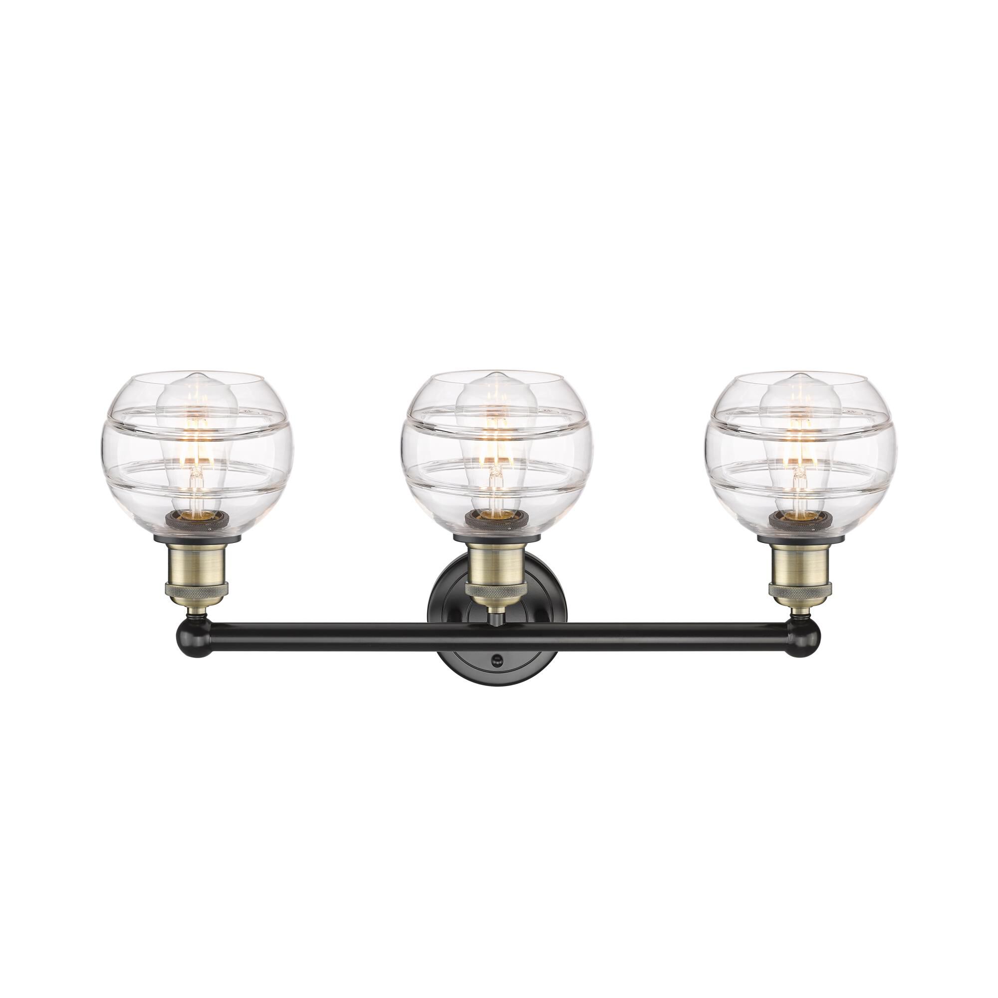 Shown in Black Antique Brass finish and Clear glass