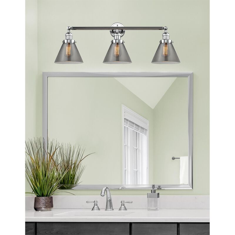 Bruno Marashlian Large Cone 32 Inch 3 Light Bath Vanity Light by Innovations Lighting