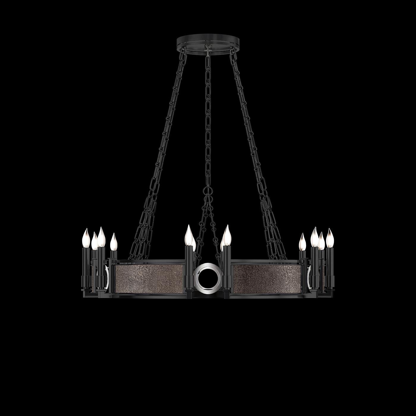 Shown in Black Iron and Nickel  finish and Pebble accent
