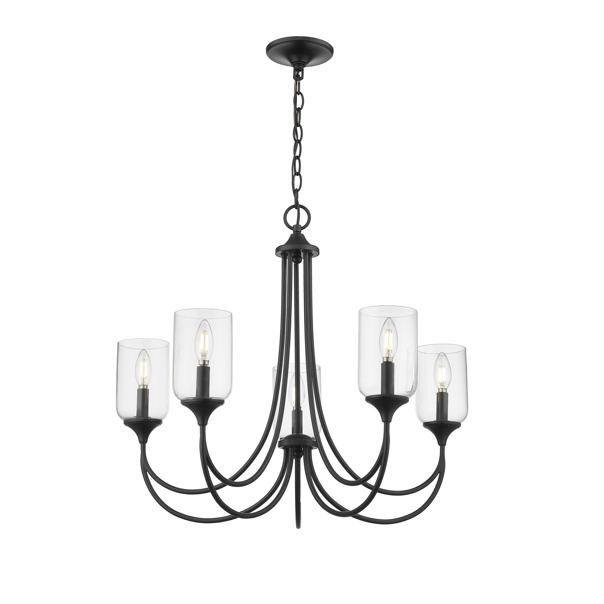 Shown in Matte Black finish and Clear glass