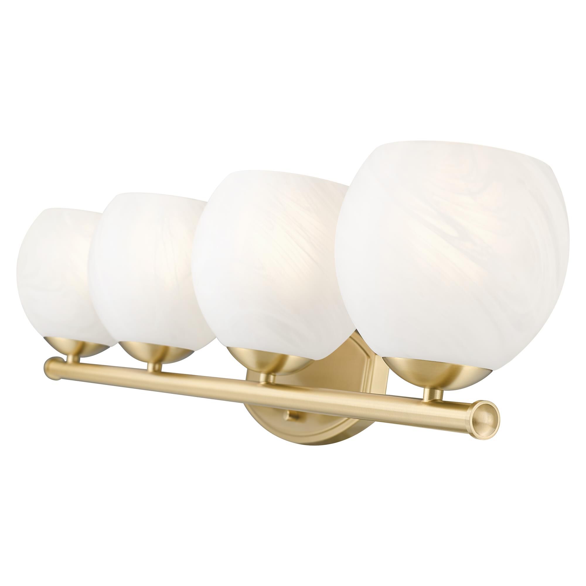 Shown in Modern Gold finish and Feathered White glass