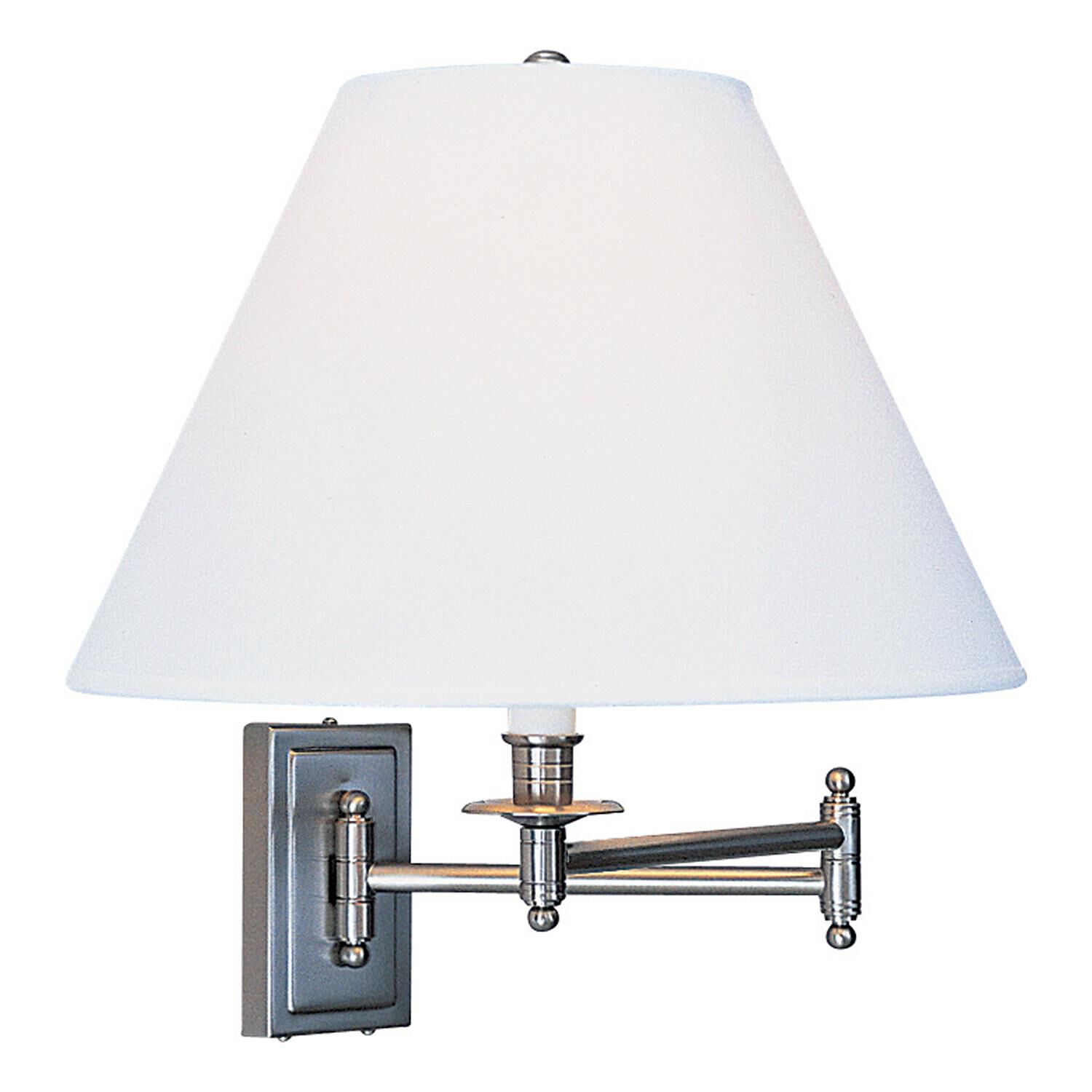 Shown in Brushed Chrome finish and Ascot White Fabric shade