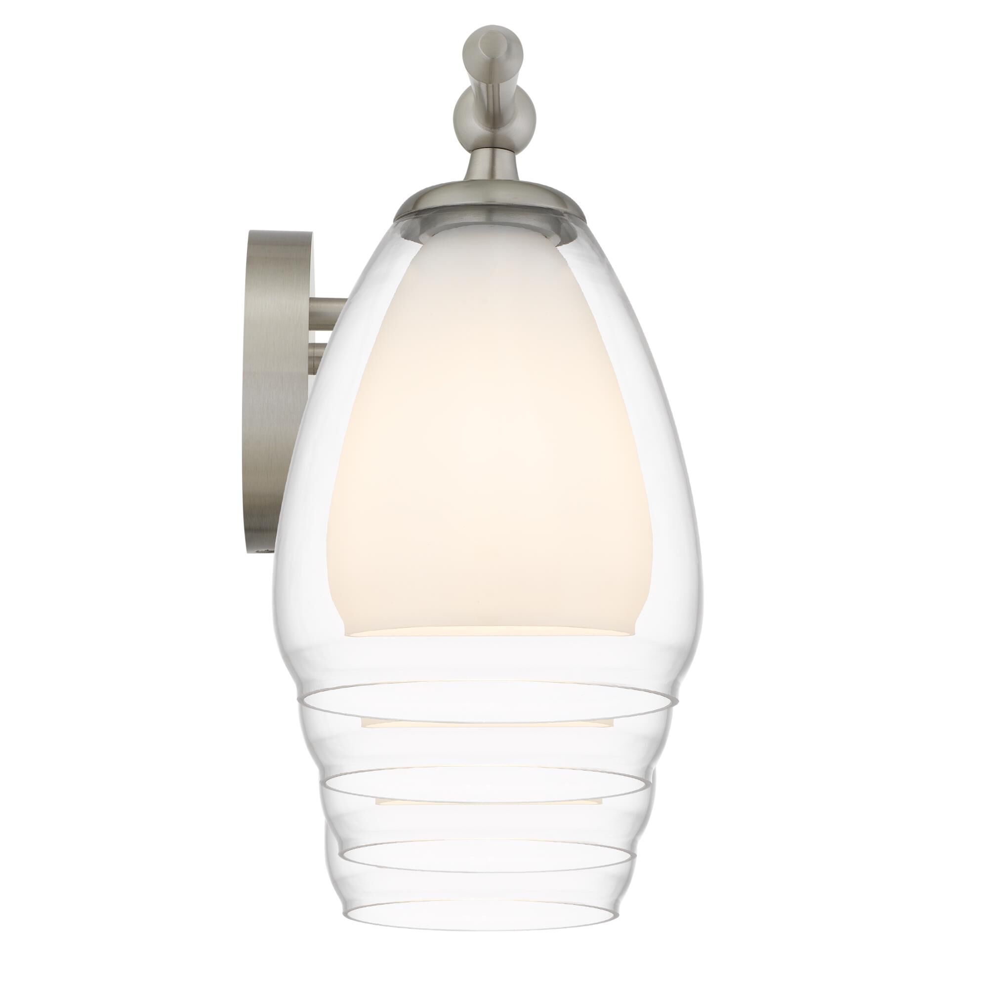 Shown in Brushed Nickel finish and Clear Glass , Opal Etched Glass shade