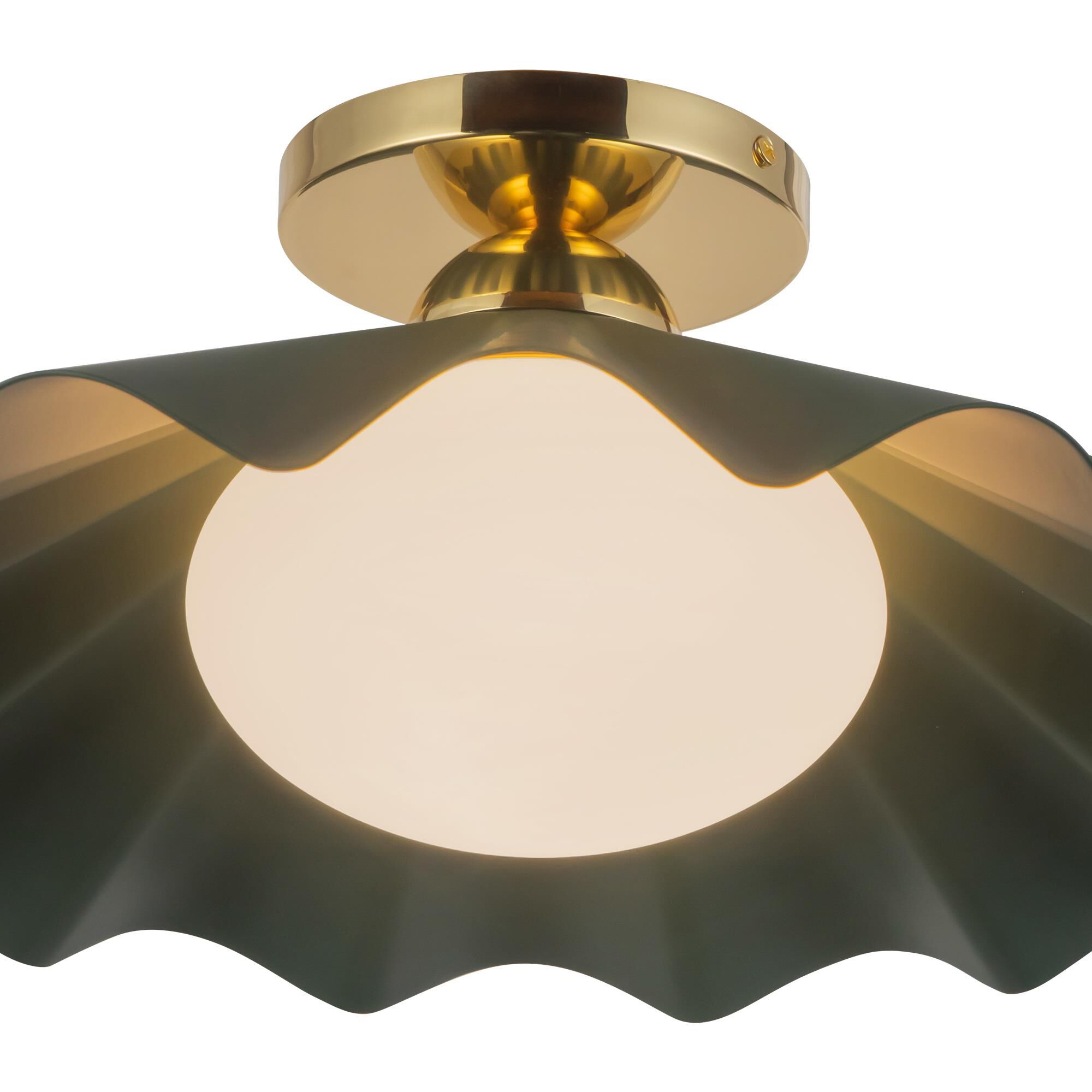 Shown in Pine Green finish and Matte Opal glass