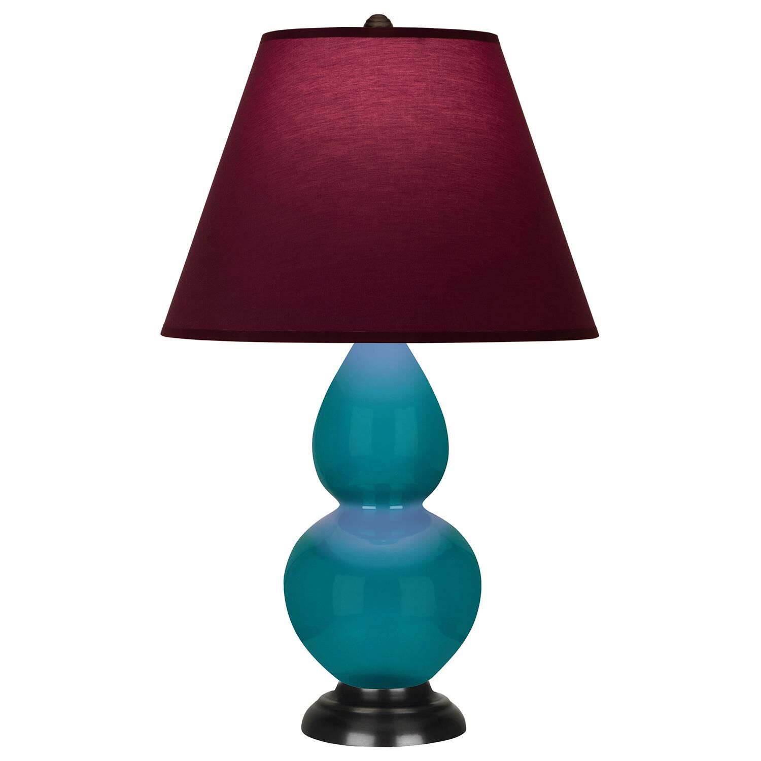 Shown in Peacock finish and Plum and Lavender shade and Deep Patina Bronze accent