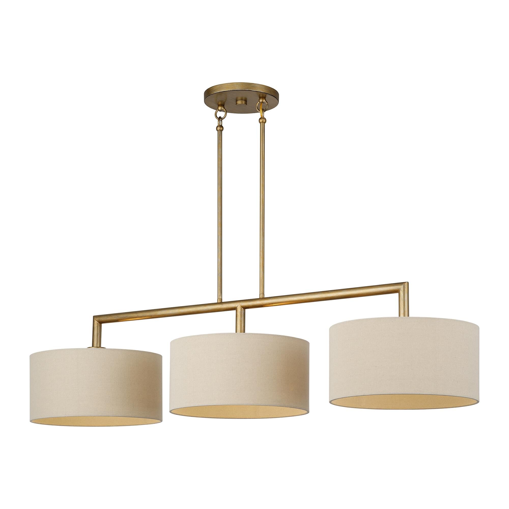 Shown in Antique Gold Leaf finish and Hand Crafted Parchment Color Hardback Fabric shade