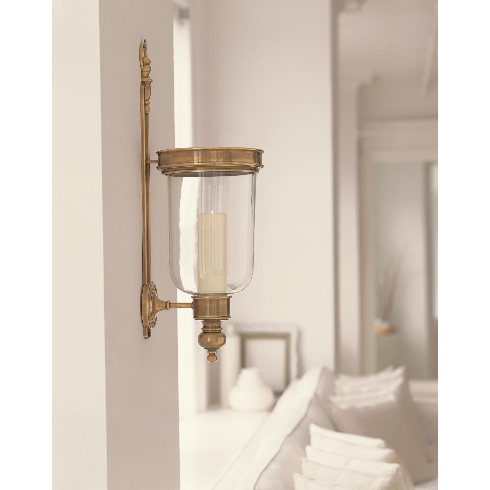 Shown in Antique-Burnished Brass finish and Clear glass