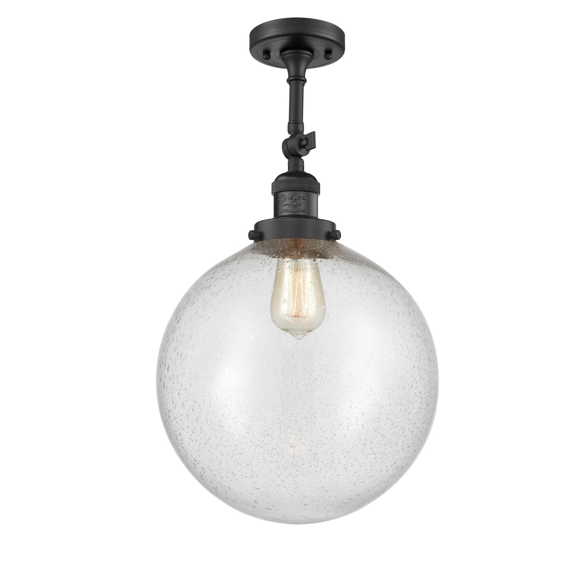 Shown in Matte Black finish and Seedy Beacon glass