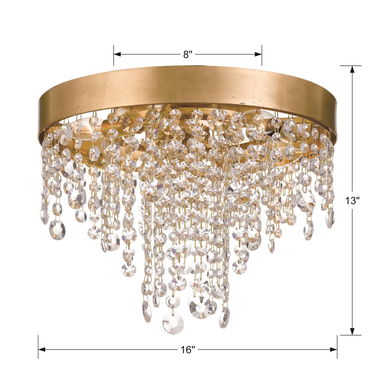 Shown in Antique Gold finish and Clear Hand Cut crystal