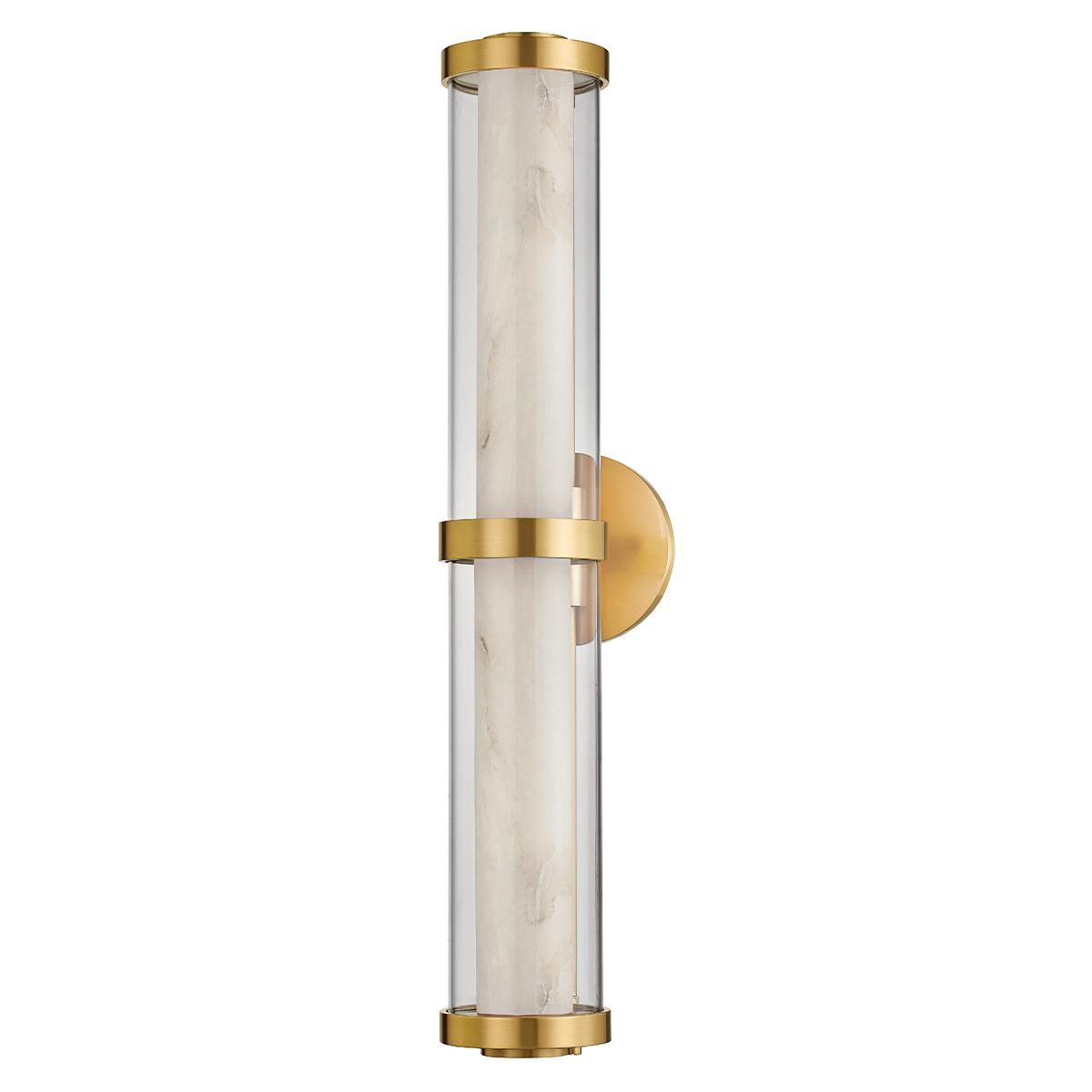 Shown in Vintage Brass finish and Clear glass