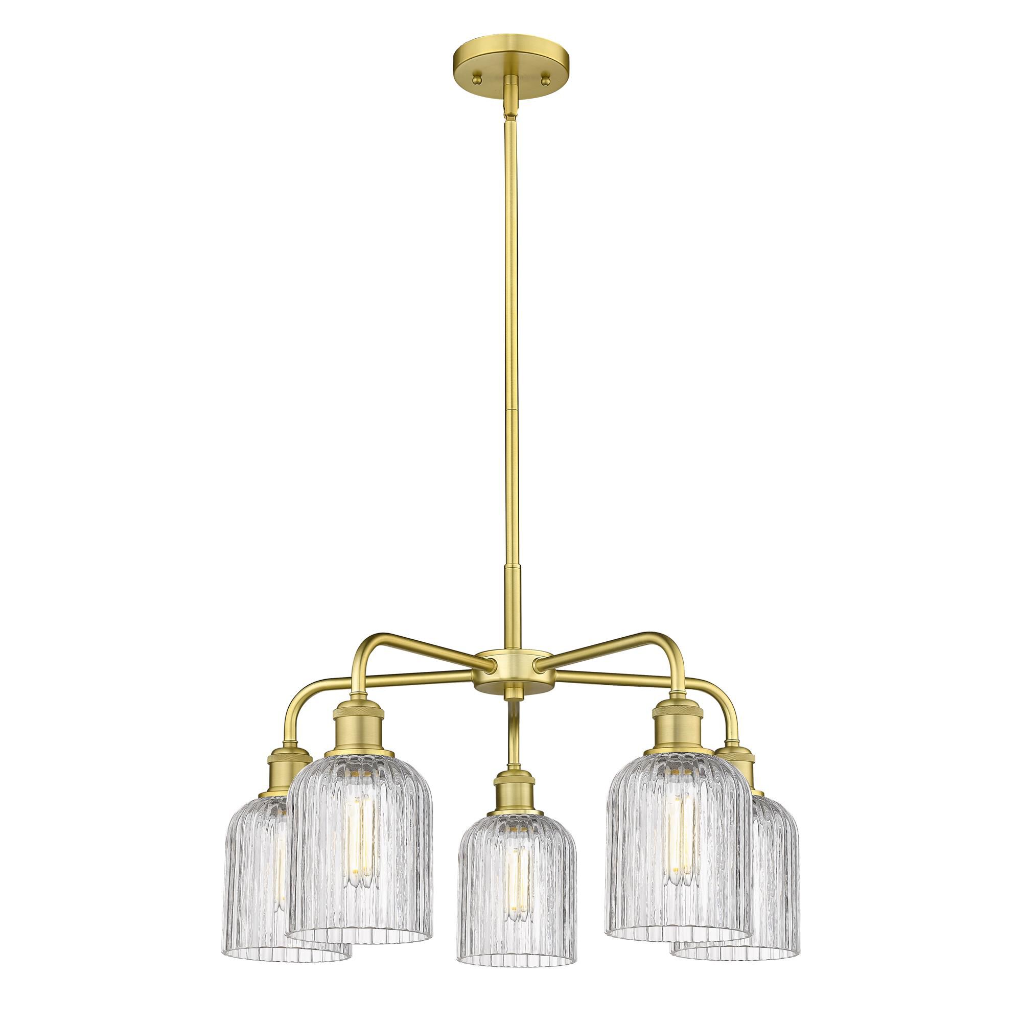Shown in Satin Gold finish and Clear glass