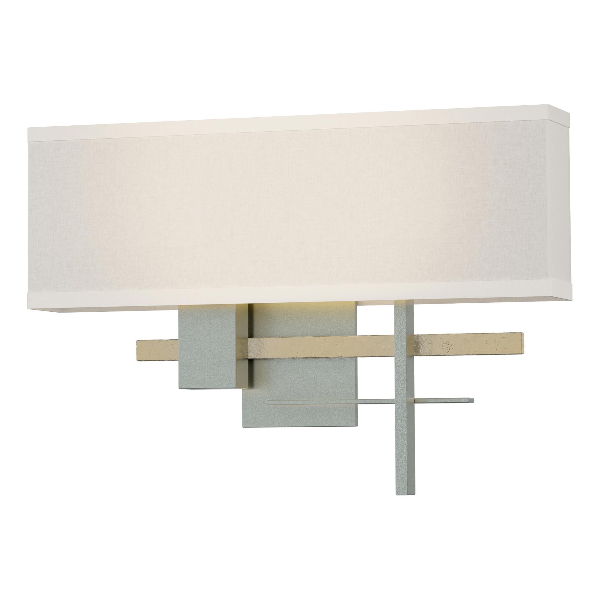 Shown in Vintage Platinum finish and Flax shade and Modern Brass (86) accent