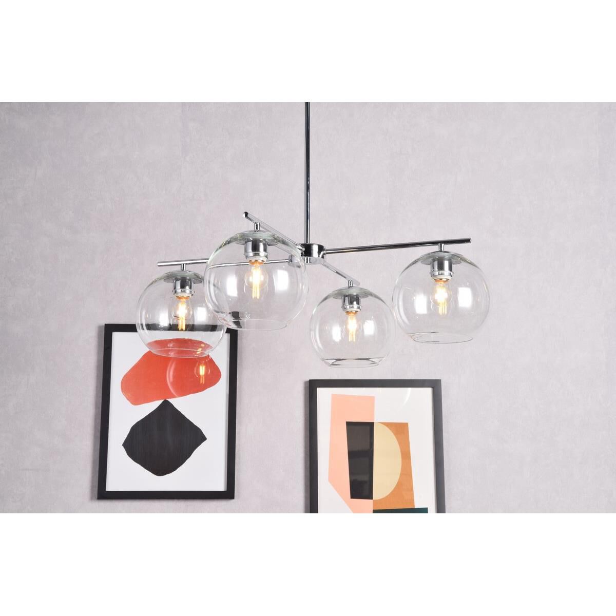 Shown in Chrome finish and Clear glass