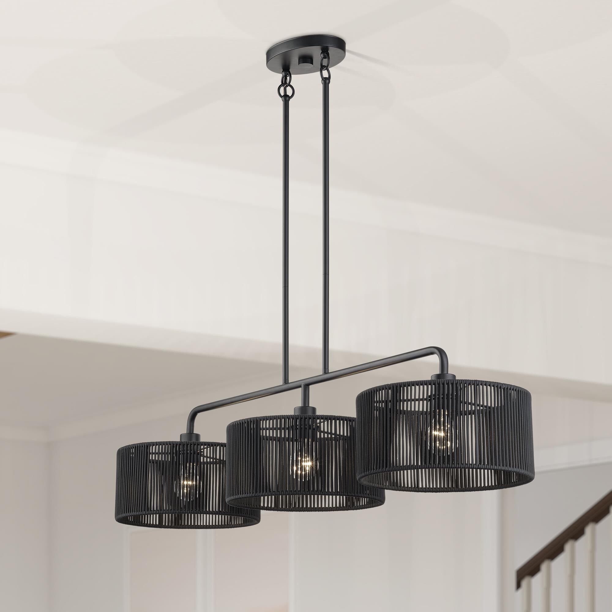 Shown in Black finish and Hand-Woven Parisian Night Color Polyester Rope shade