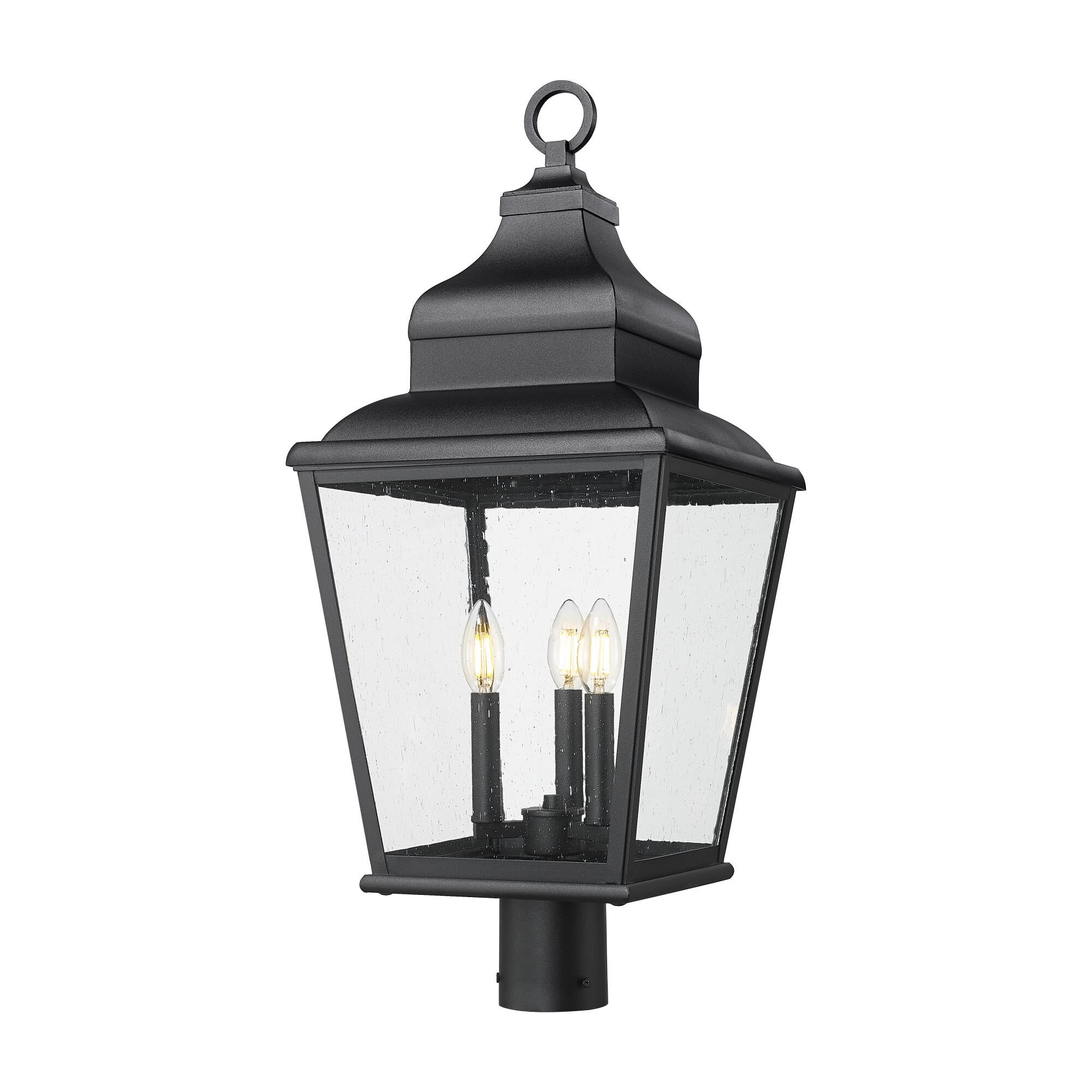 Shown in Sand Black finish and Clear Seedy glass