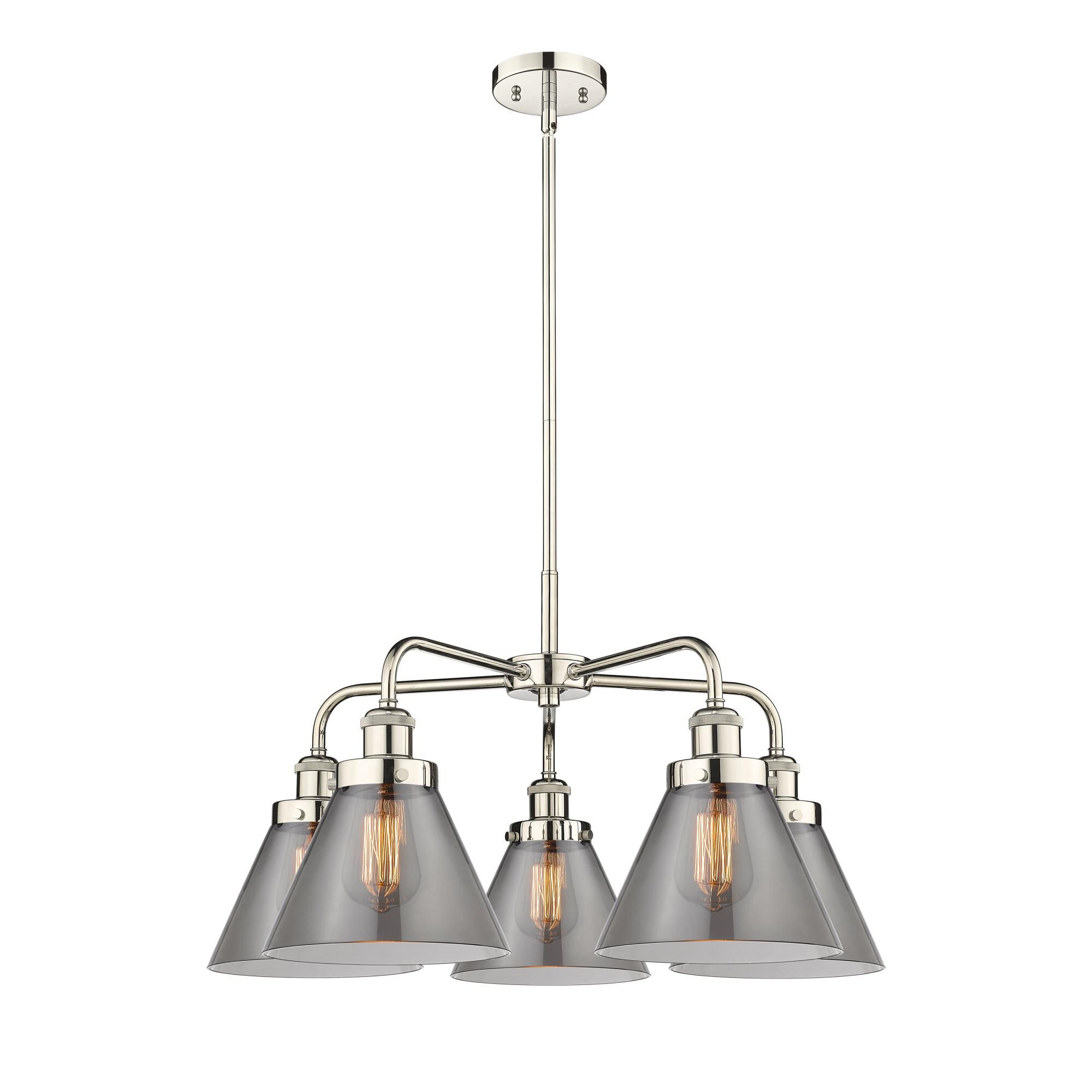 Shown in Polished Nickel finish and Plated Smoke glass