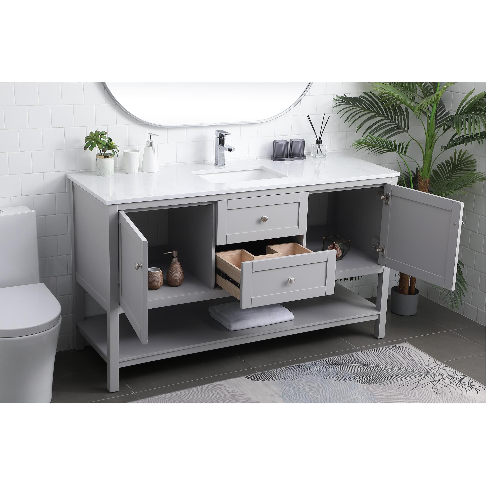 Heath 60 Inch Bath Vanity by Elegant Decor