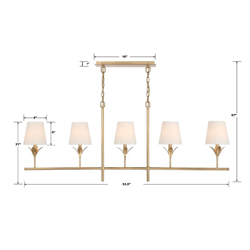 Broche 53 Inch 5 Light Linear Suspension Light by Crystorama