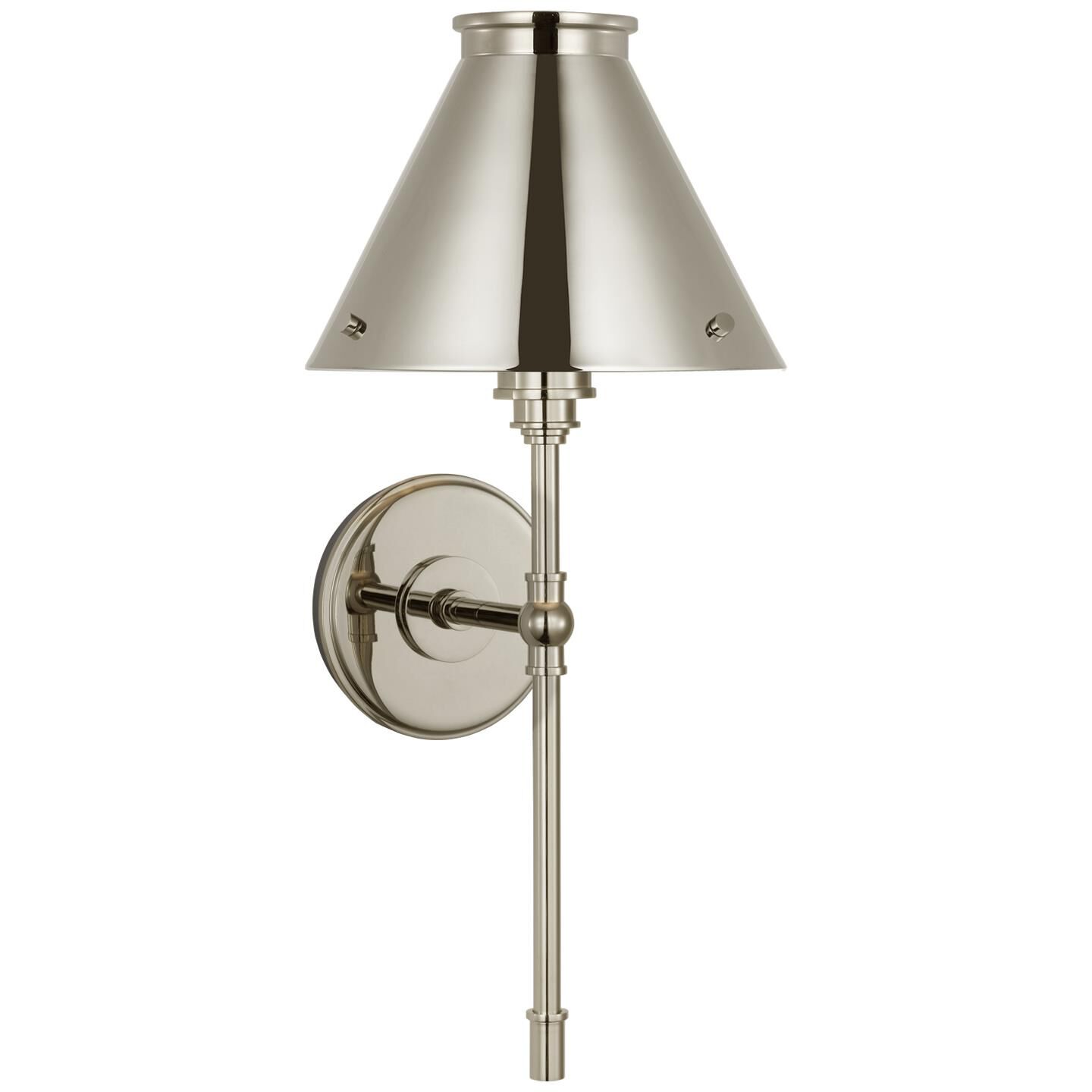 Shown in Polished Nickel finish and Polished Nickel shade
